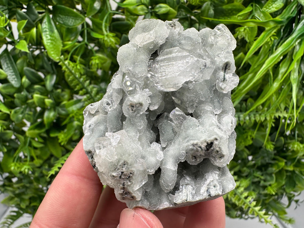 Transparent Apophyllite on Chalcedony, Natural India Mineral Specimen