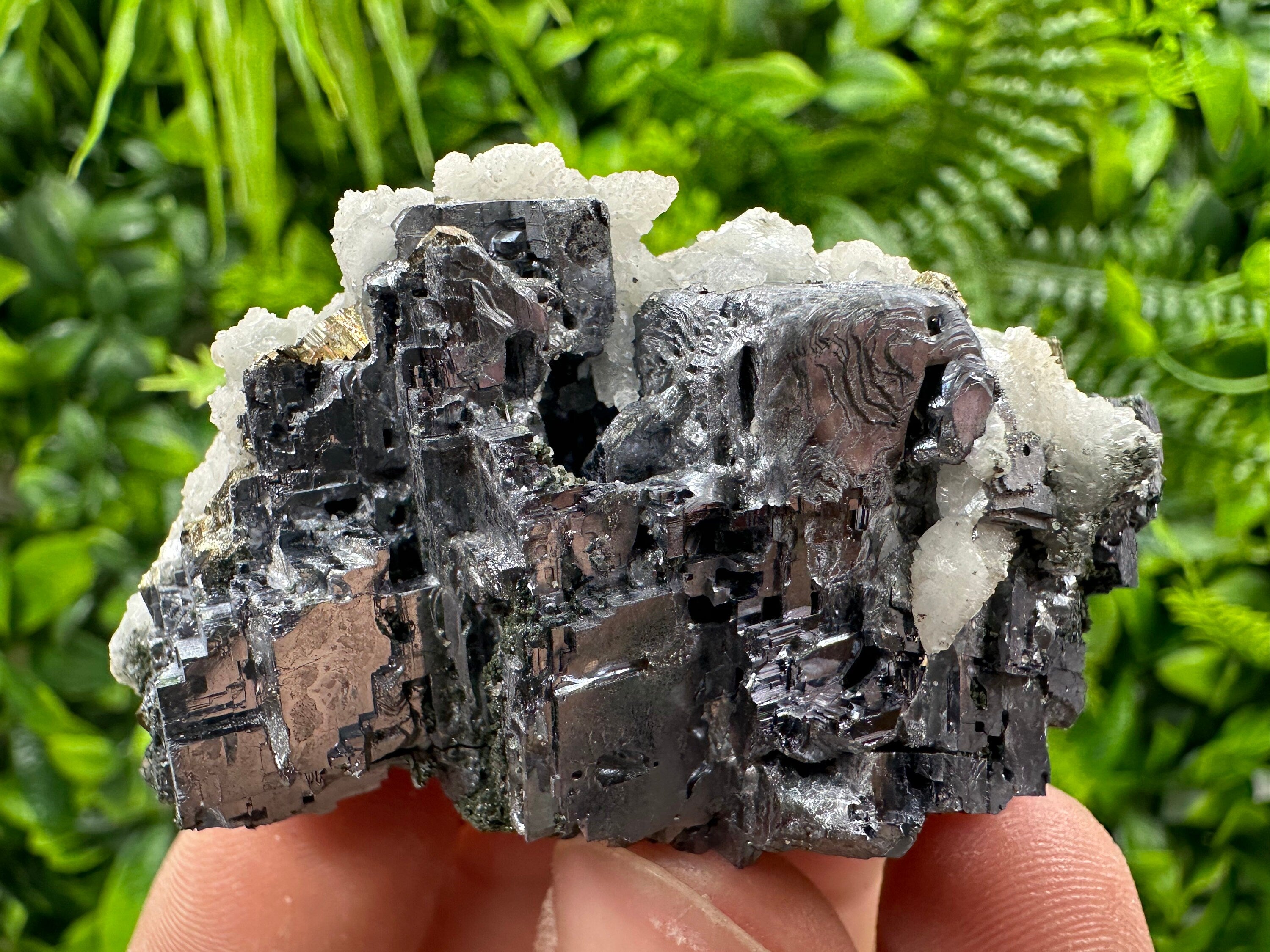 Skeletal Galena, Pyrite, and Calcite Mineral Specimen, Bulgaria