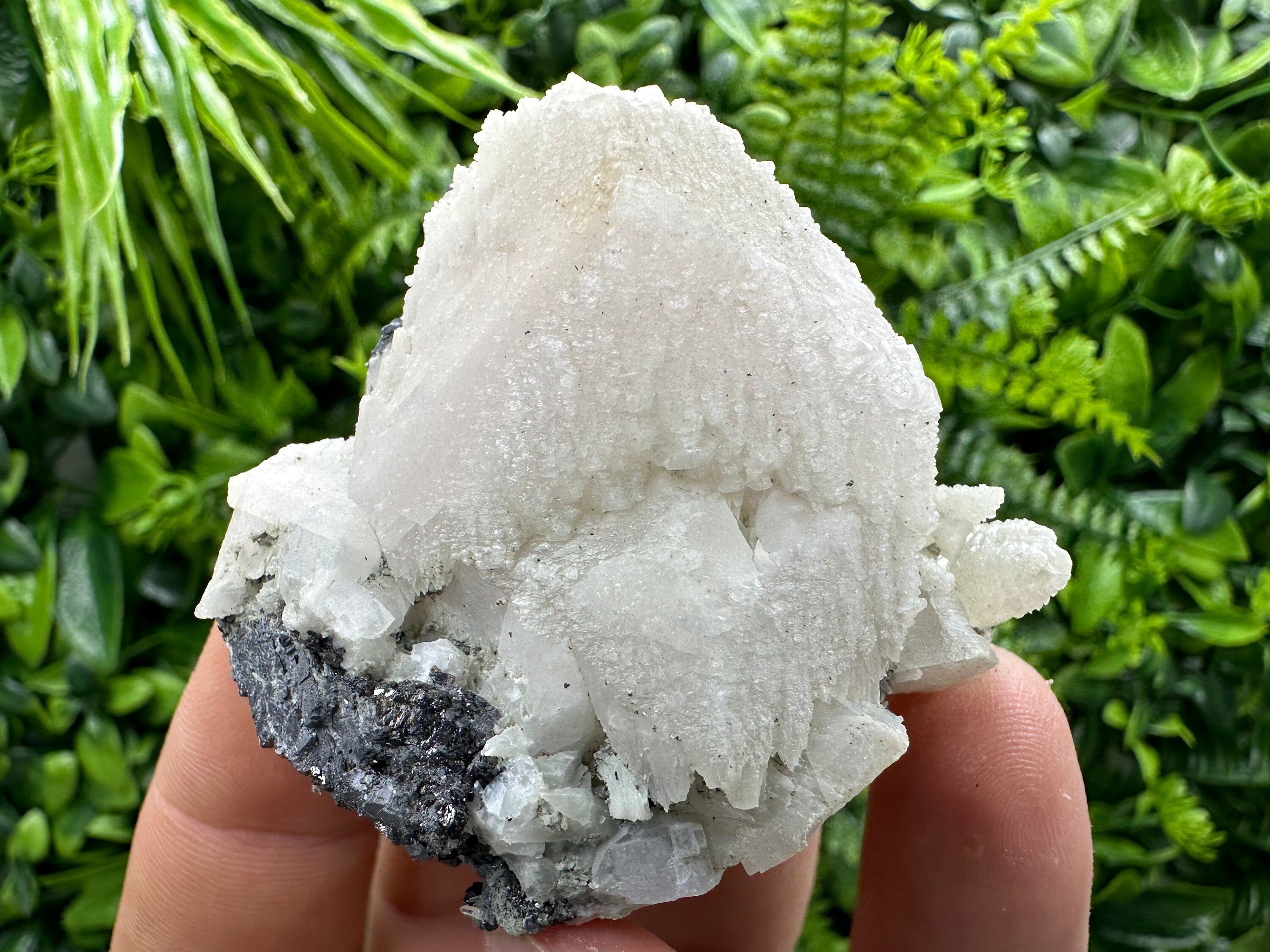 Calcite on Galena Mineral Specimen, Bulgaria Crystal Decor