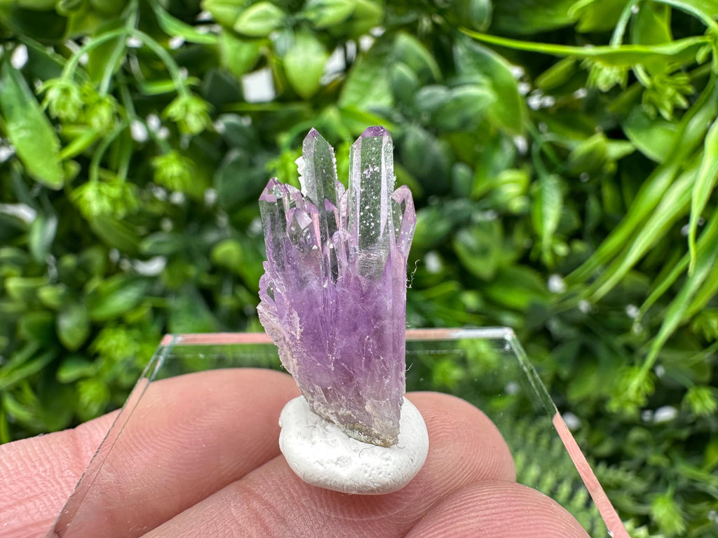 Phantom Amethyst Crystal with Cerussite, Bulgarian Mineral Specimen
