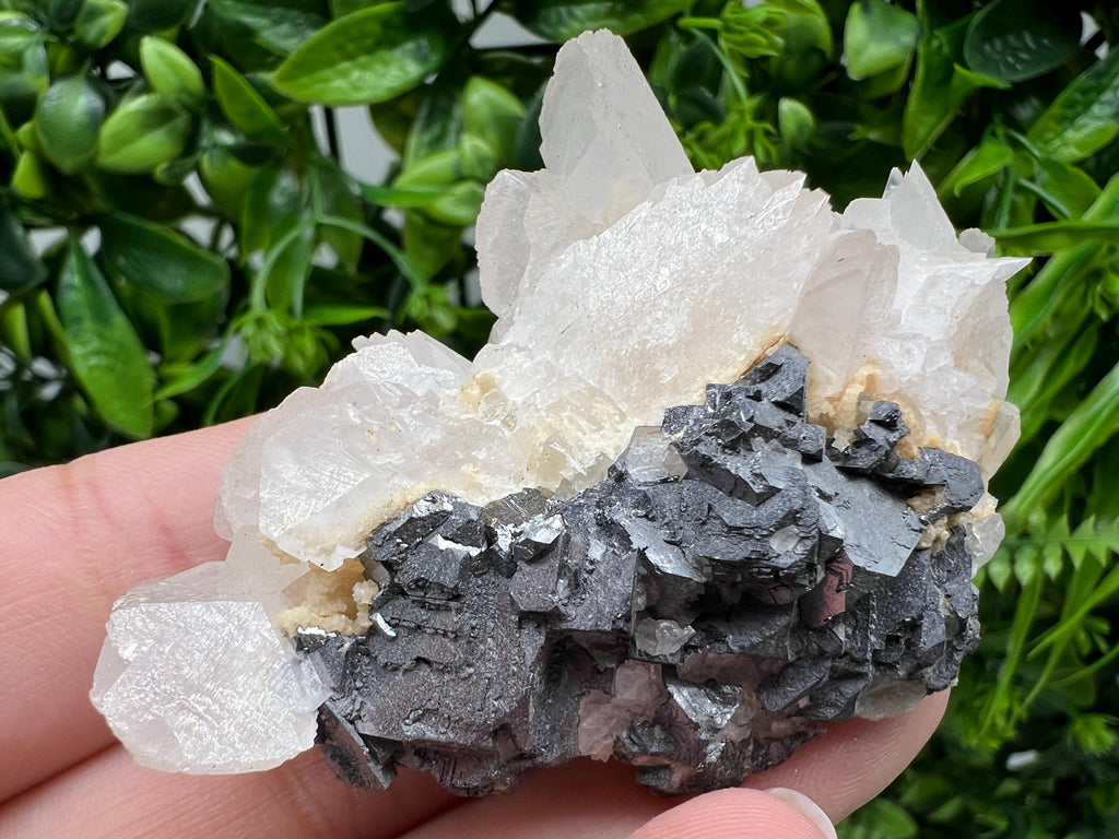 Calcite on Spinel Galena: Bulgarian Mineral Specimen, Home Decor Stone