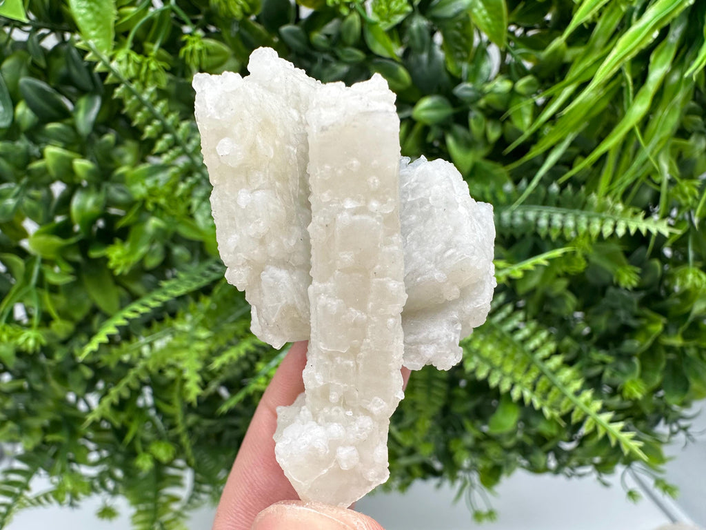 Rare Fluorescent Calcite after Barite on Chalcedony - Androvo Mine