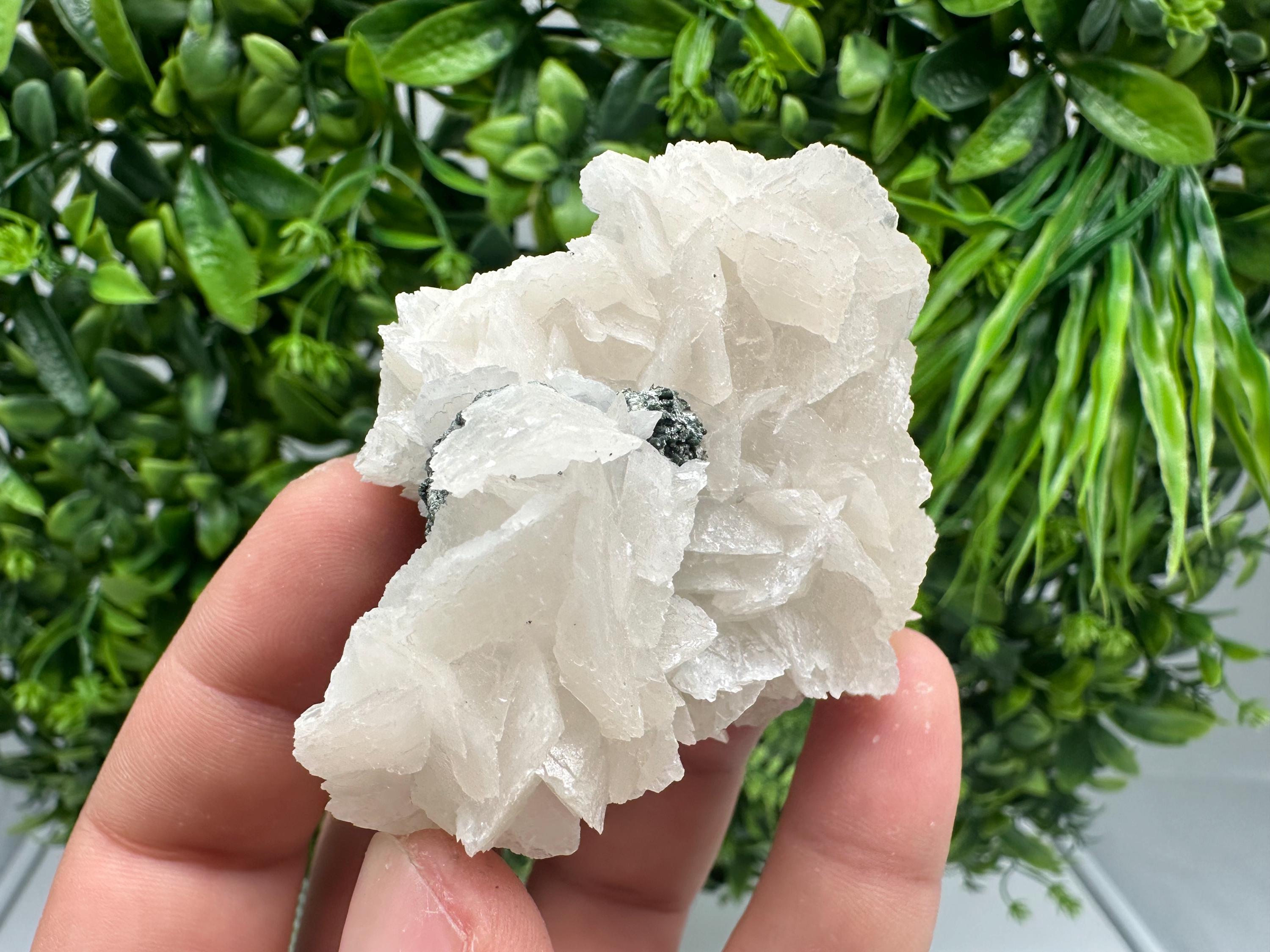 Calcite on Green Quartz, Borieva Mine, Bulgaria