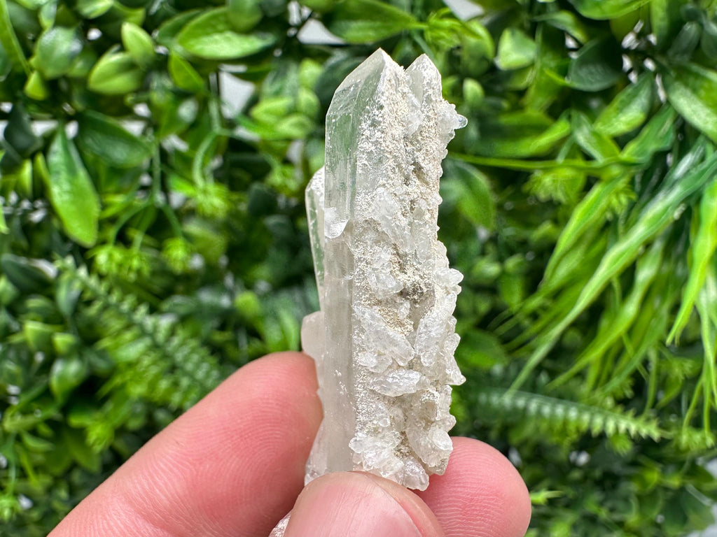 Calcite on Quartz Crystal: Borieva Mine, Bulgaria