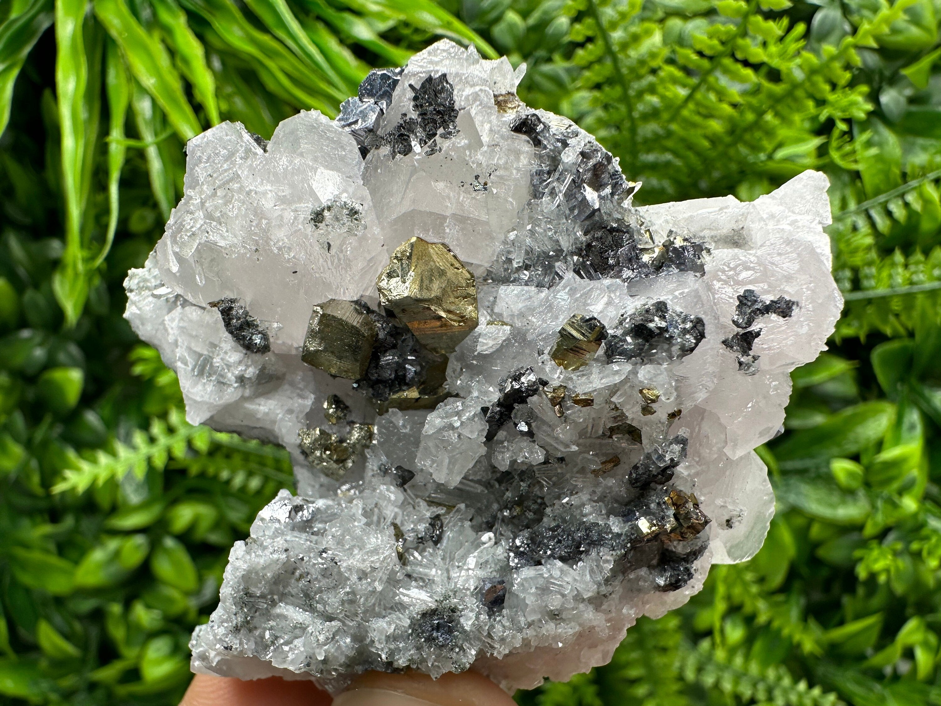 Calcite, Galena, Sphalerite, and Pyrite Cluster from Borieva Mine, Bulgaria