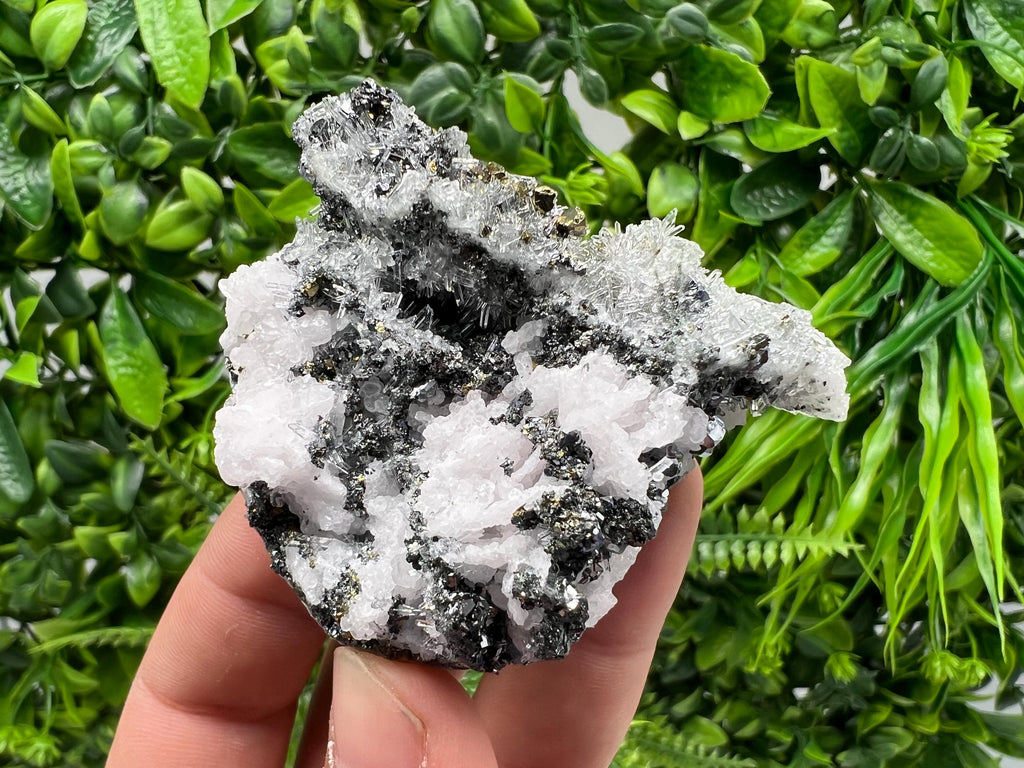 Stunning Cgalcopyrite,Galena,Sphalerite,Calcite,on needle Quartz from Borieva mine,Madan,Bulgaria,natural,collectible mineral specimen,gift