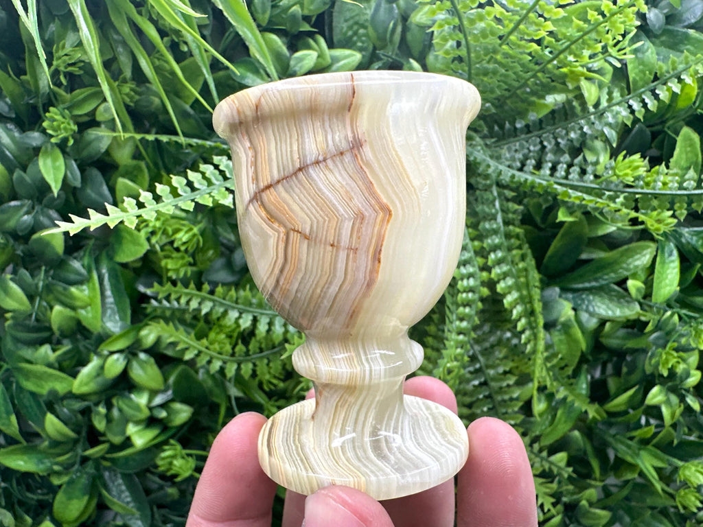 Vintage Natural Onyx Goblet: Unique Stone Cup (7cm)