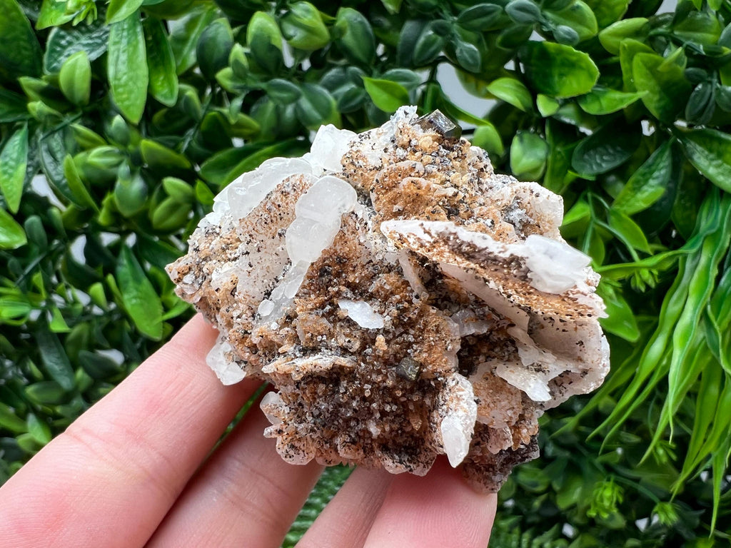 Rainbow Pyrite with Calcite, Borieva Bulgaria Crystal, Natural Mineral