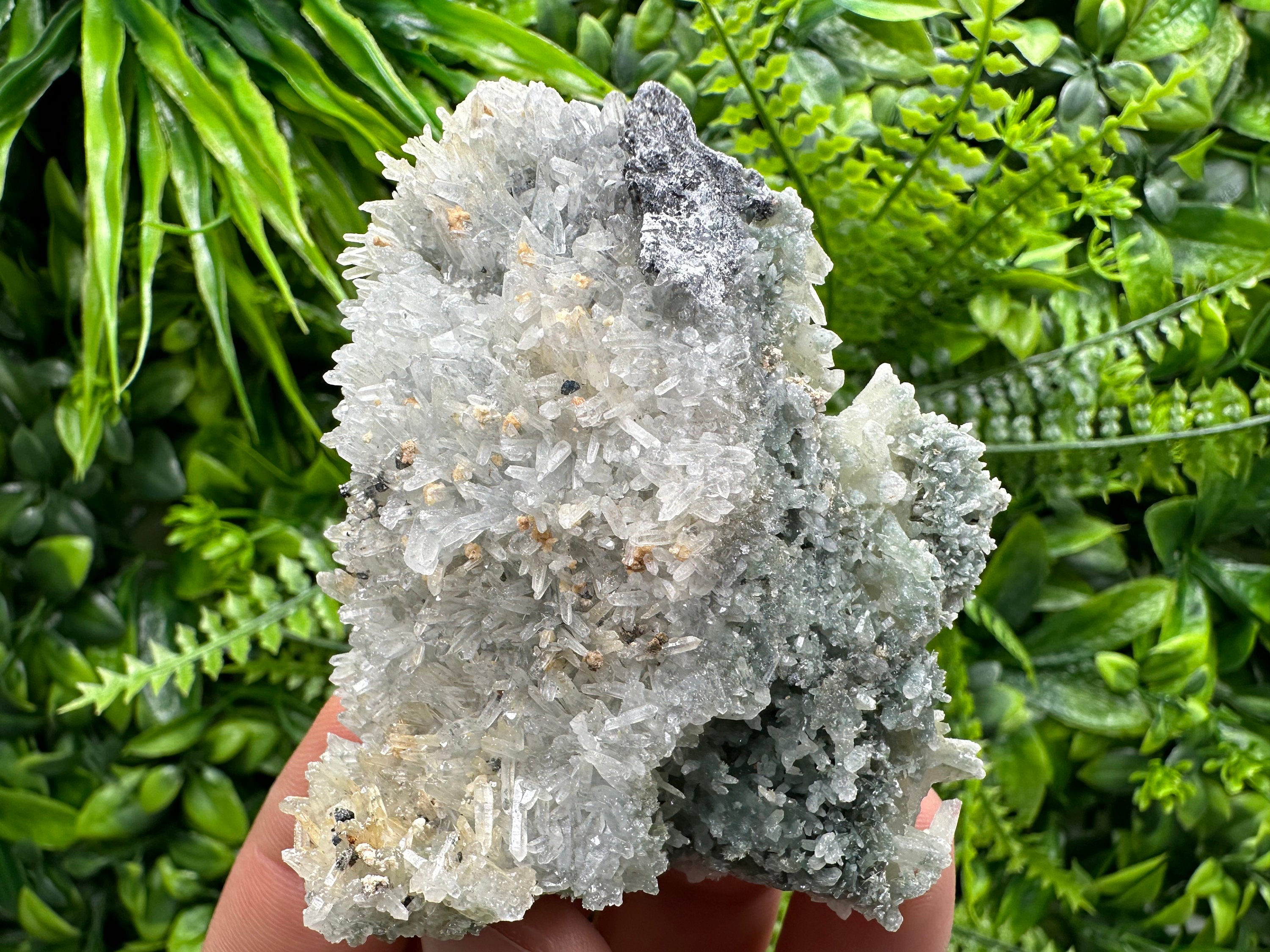Chlorite Quartz Cluster: Bulgarian Mineral Specimen, Home Decor Stone