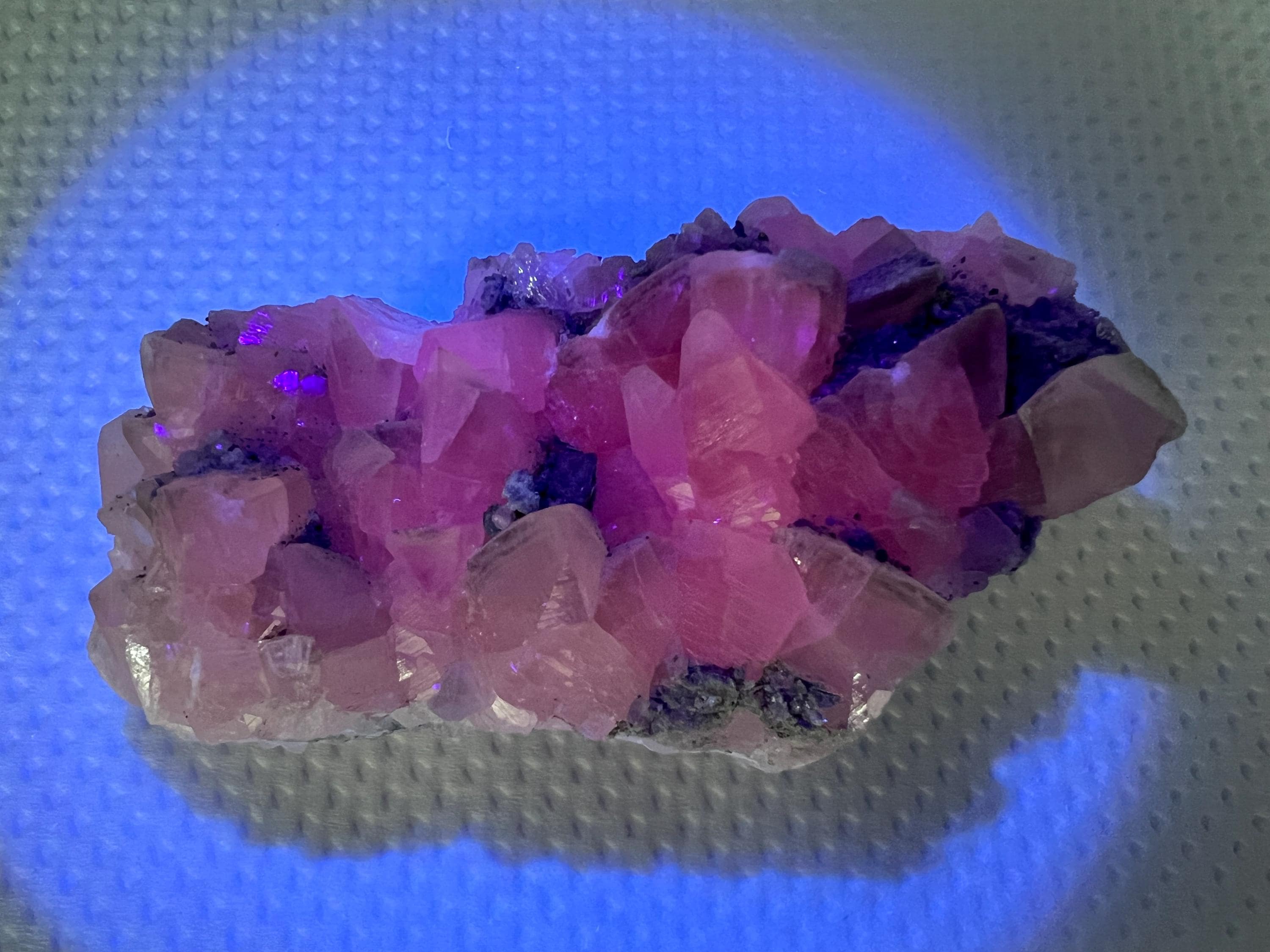 UV Reactive Mangano Calcite Crystal: Androvo Mine, Bulgaria