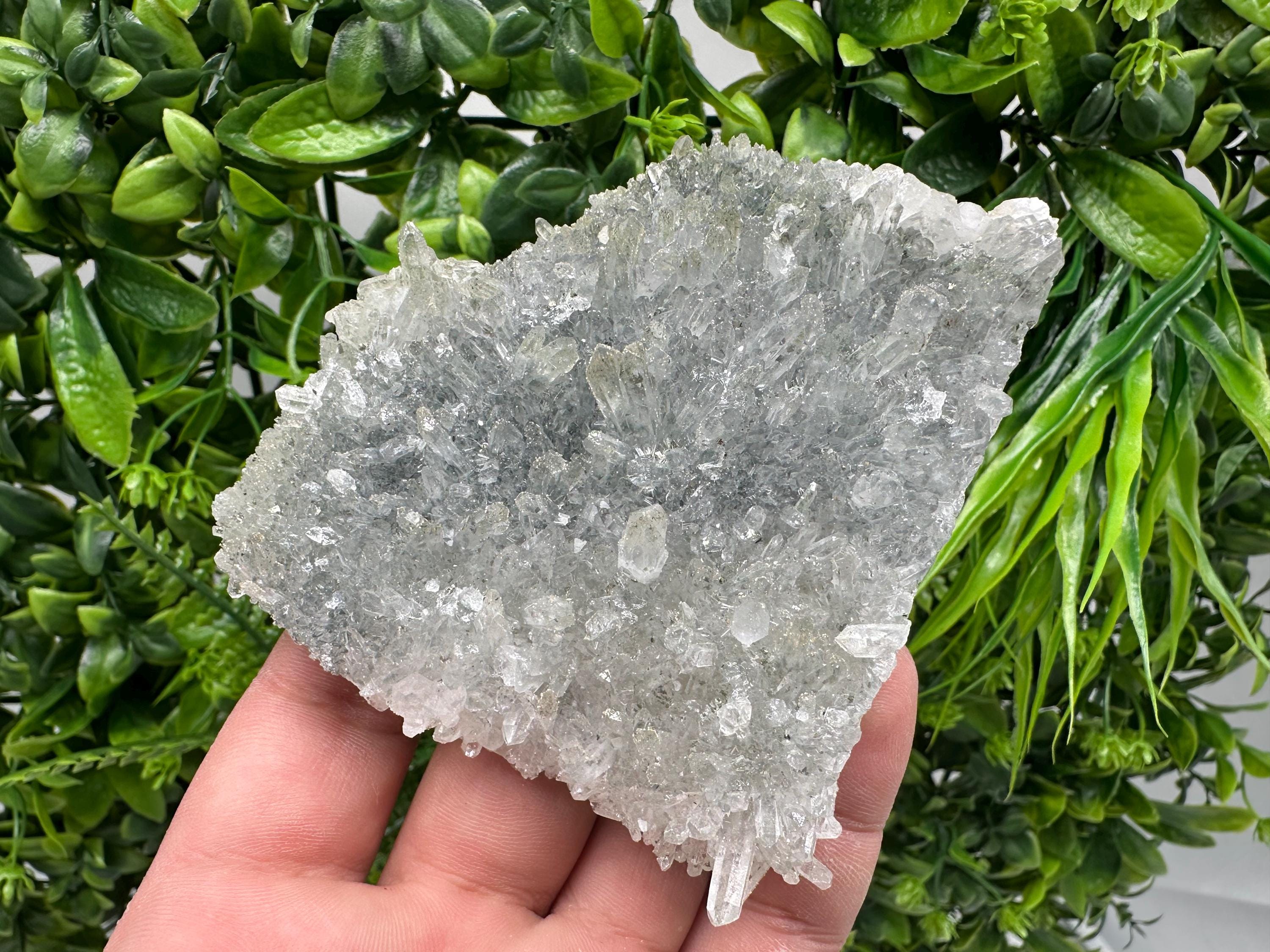 Chlorite Quartz Cluster: Bulgarian Mineral Specimen, Home Decor Stone