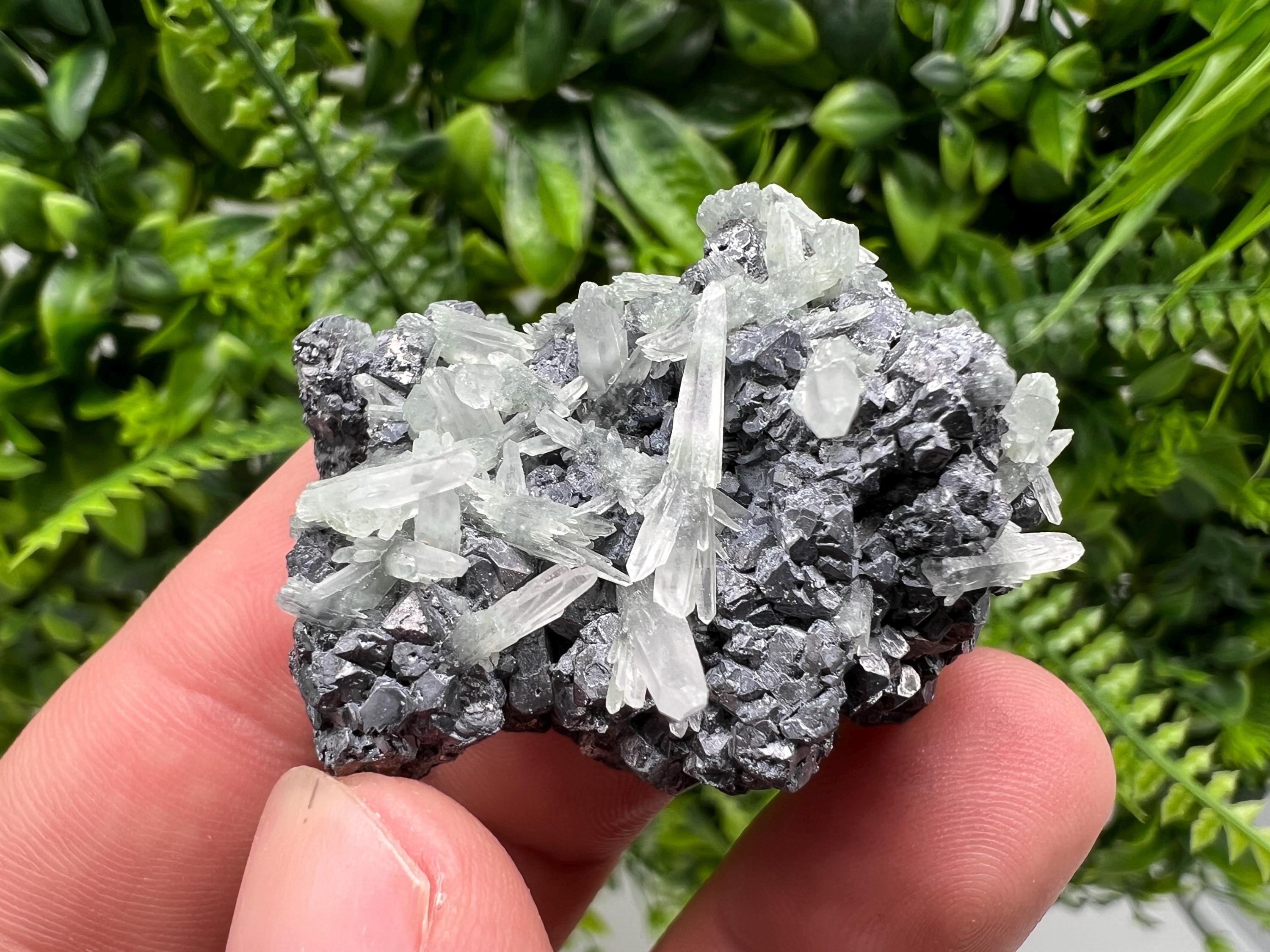 Galena with Green Quartz, Bulgarian Mineral Specimen, Crystal Decor