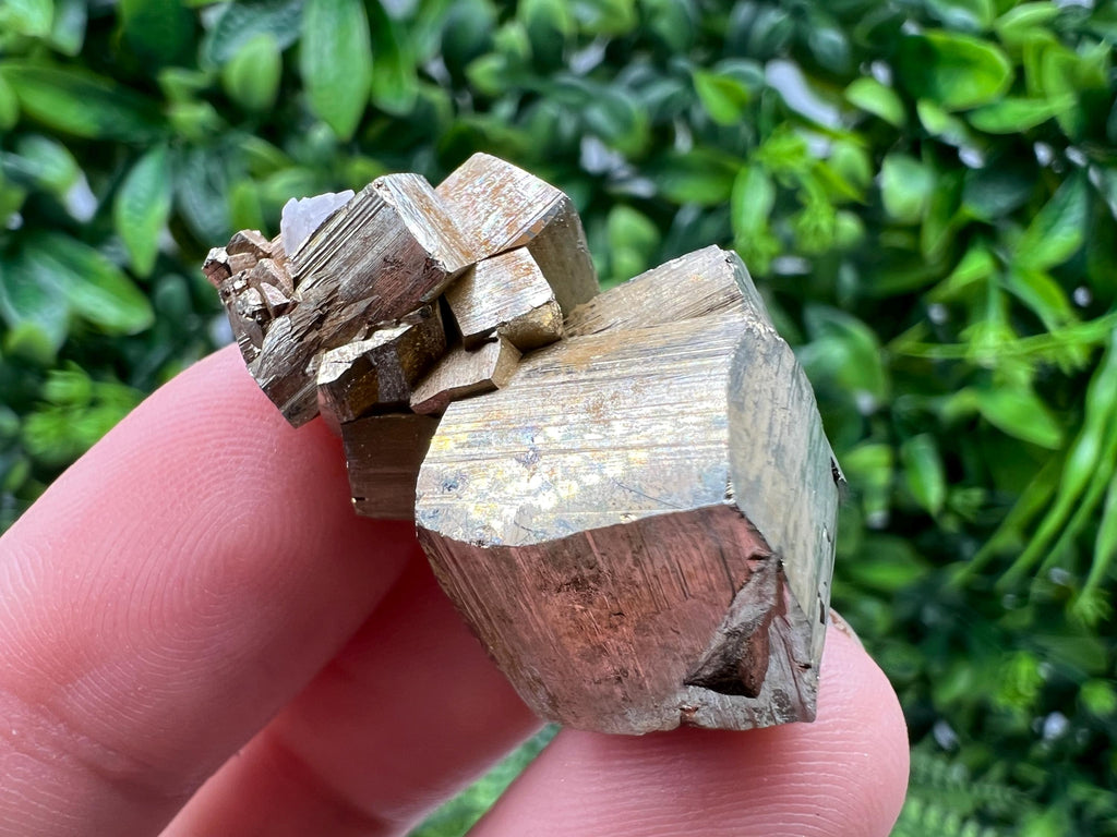 Rainbow Pyrite with Calcite, Natural Crystal Souvenir