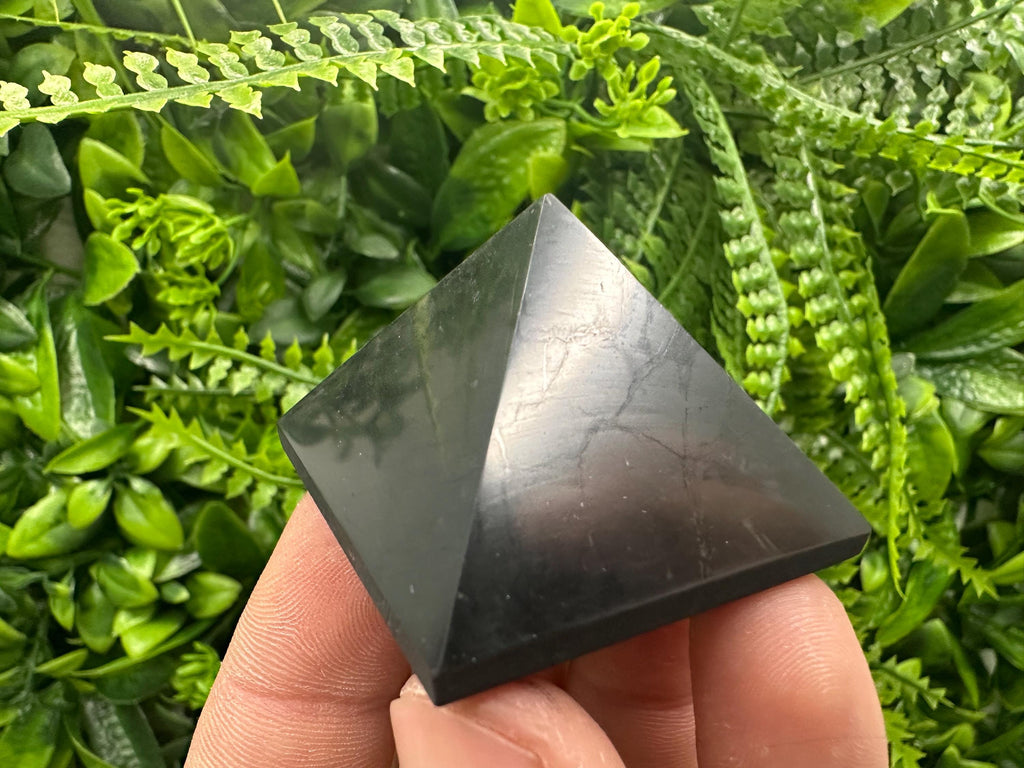 Shungite Pyramid: Polished EMF Protection Crystal (4cm)