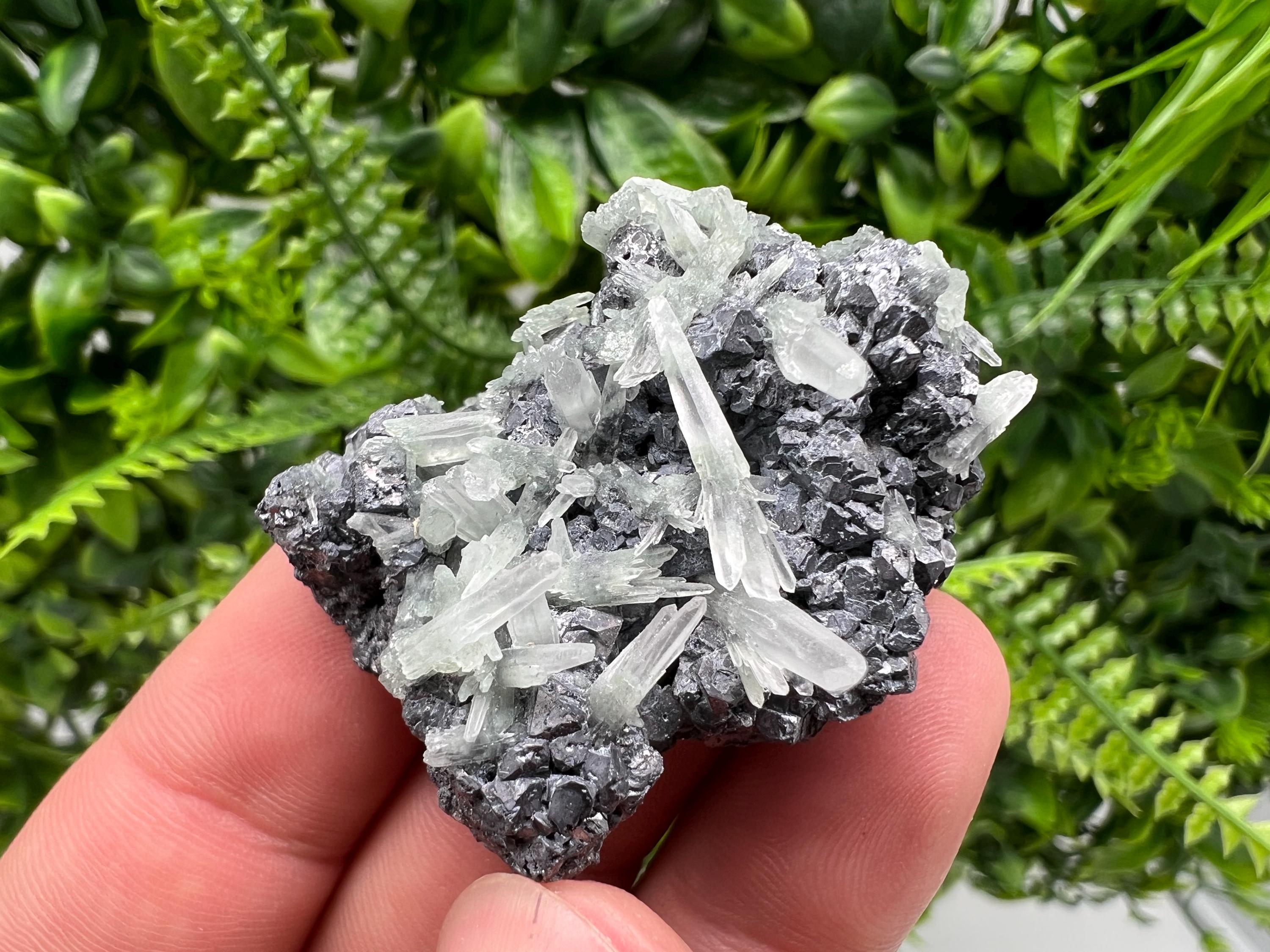 Galena with Green Quartz, Bulgarian Mineral Specimen, Crystal Decor