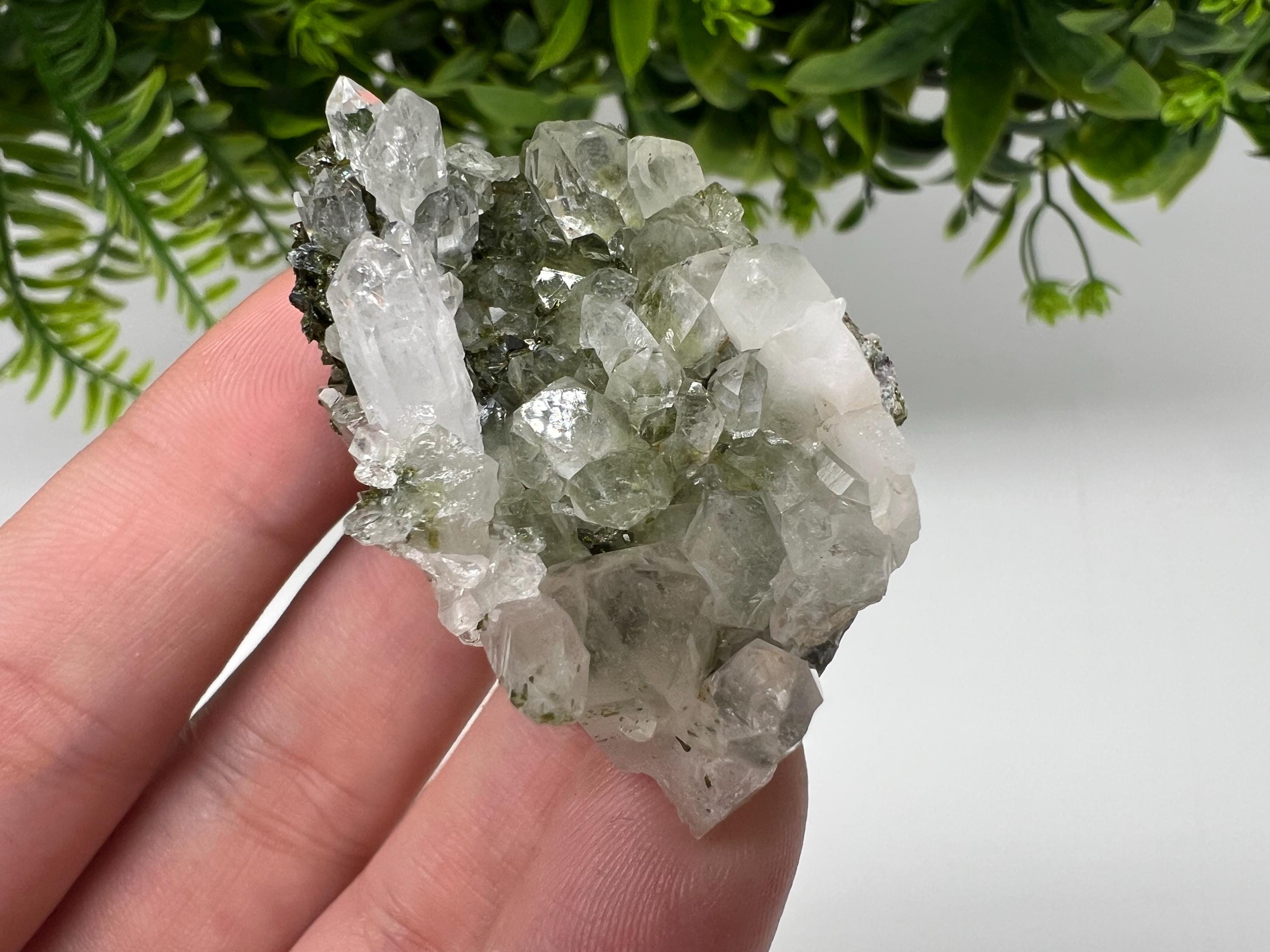 LARGE, Green Epidote with Quartz Crystals - Extremely Sparkly with Rainbows,souvenirs collection stone,gift,decor, Eastern Anatolian, Turkey