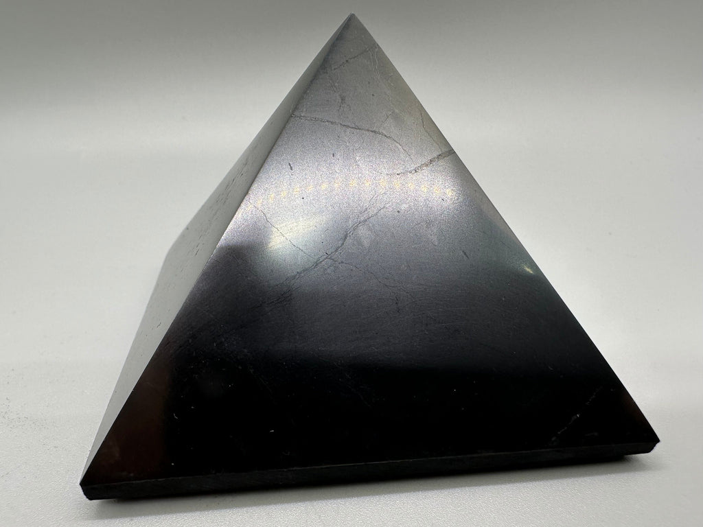 Shungite Crystal Pyramid (7cm): EMF & 5G Protection, Healing Stone