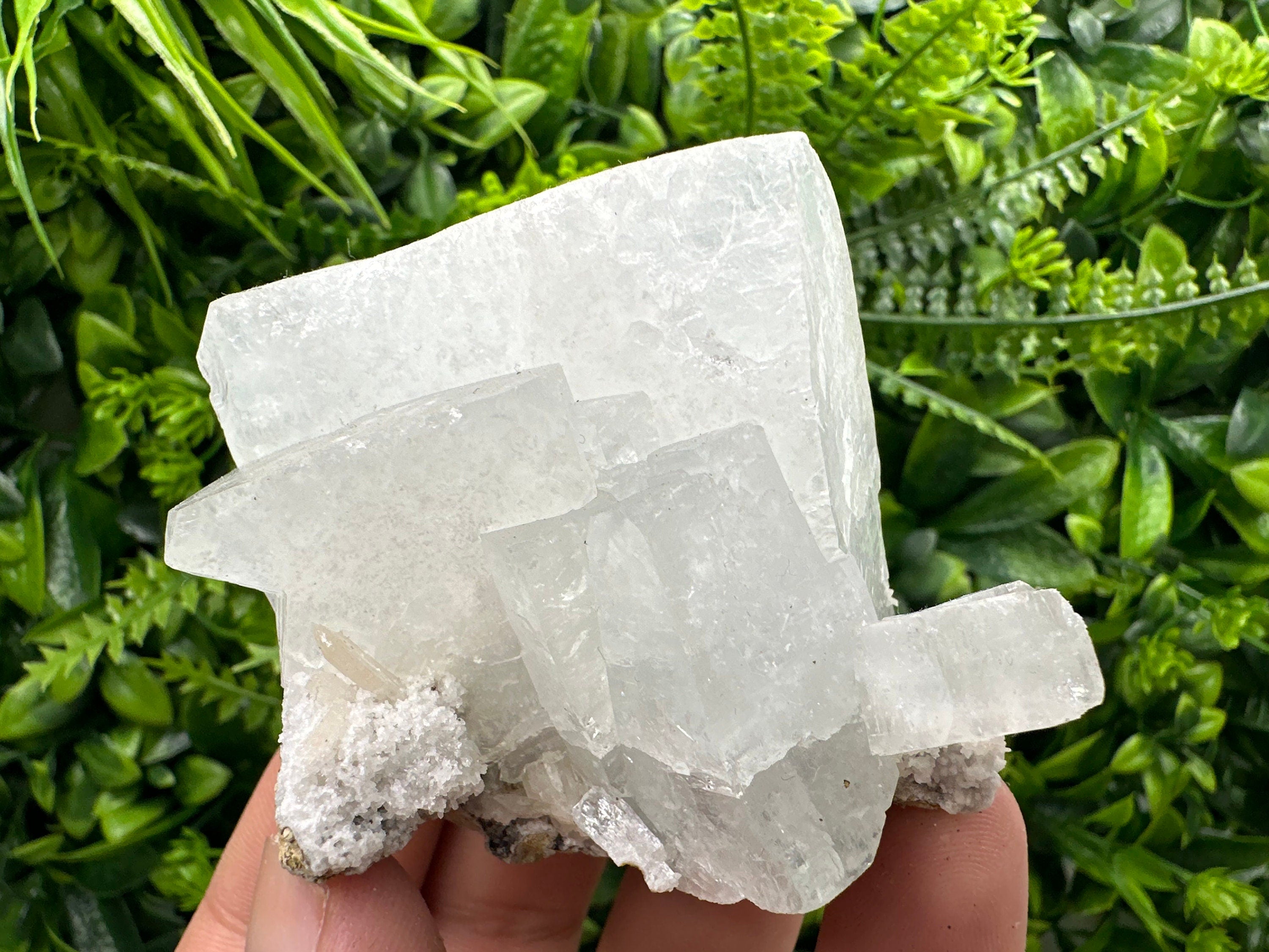 Transparent Apophyllite on Chalcedony, India Minerals Specimen