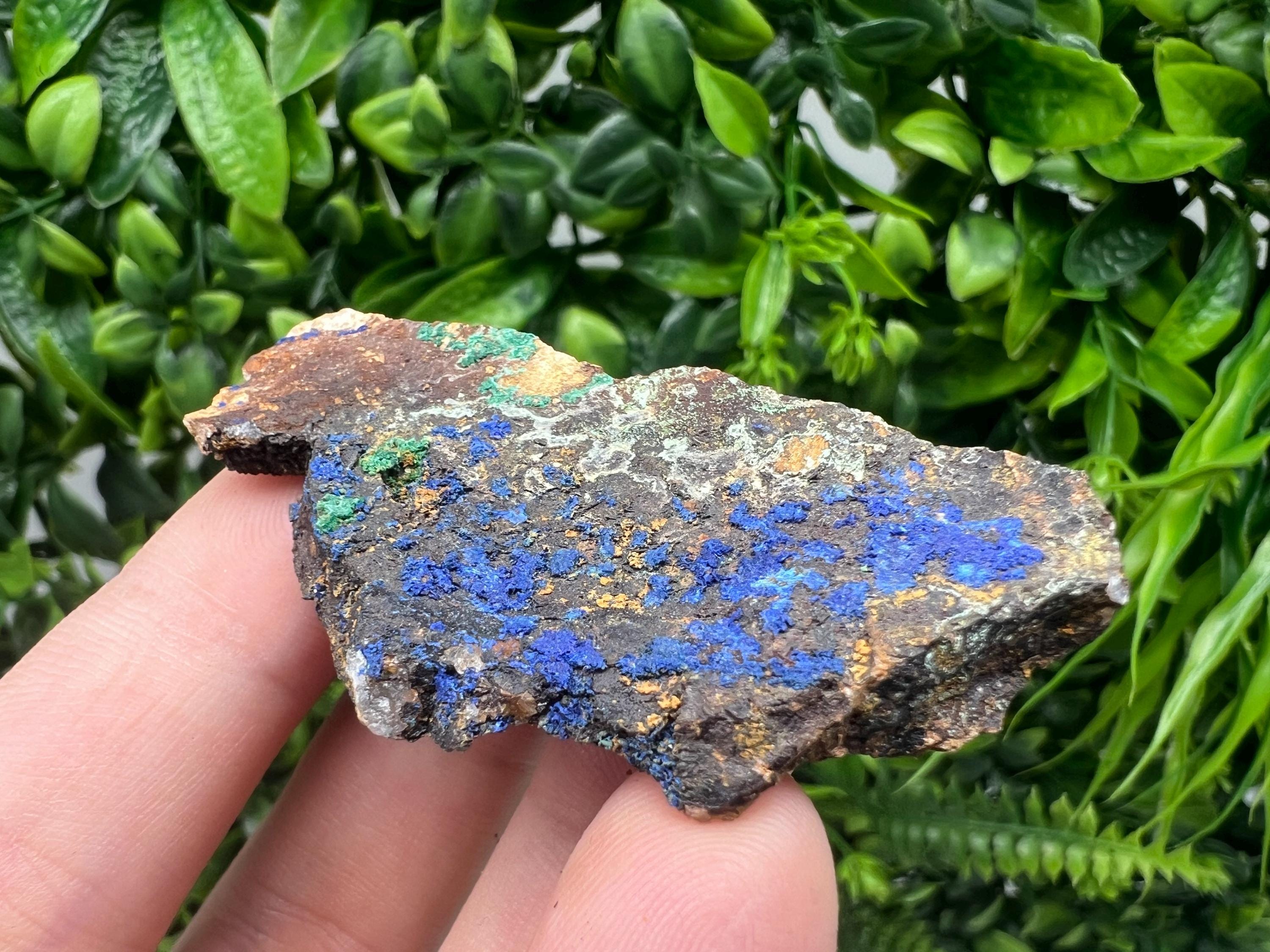 Azurite Malachite Mineral Specimen: Moroccan Blue Green Crystal, Home Decor