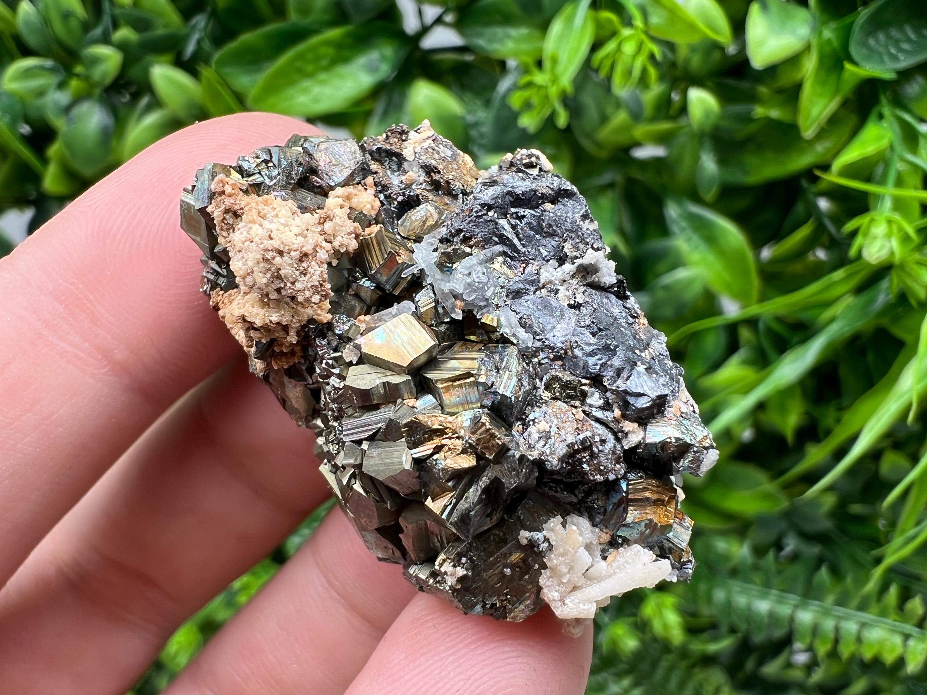 Rainbow Pyrite Siderite Mineral Specimen: Madan Bulgaria Crystal