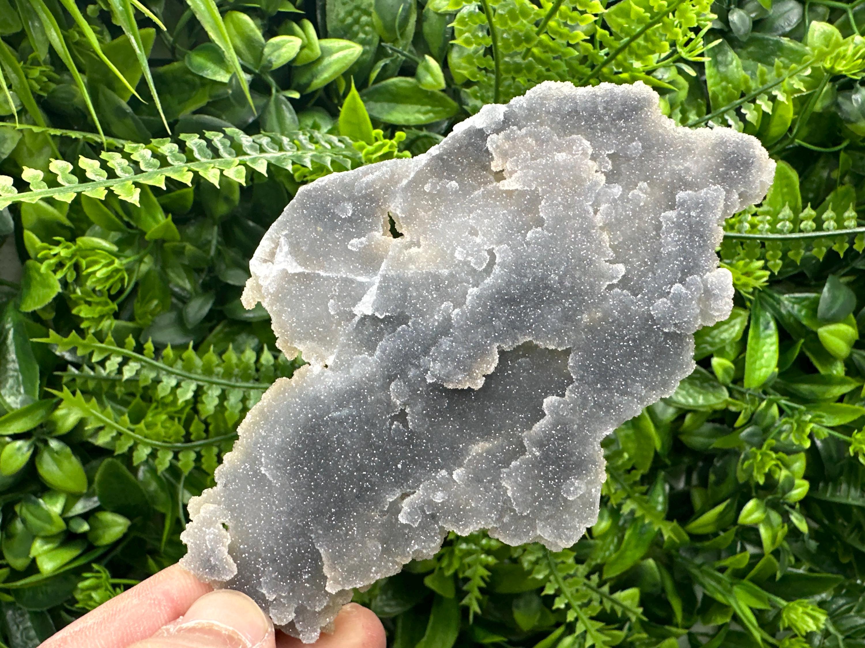 Blue Chalcedony Quartz with Chlorite Inclusions: Bulgaria Crystal Decor Stone