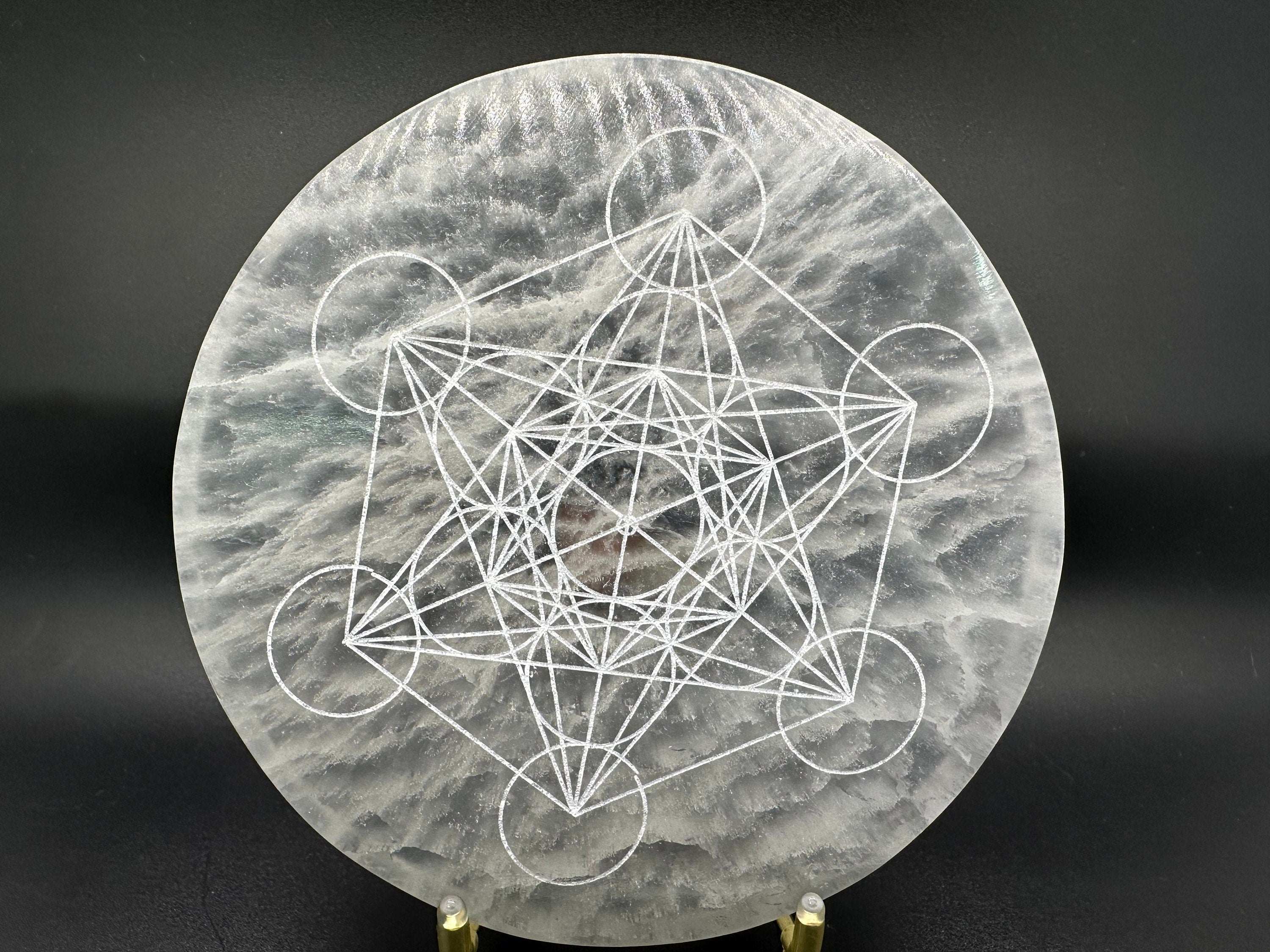Selenite Charging Plate: Metatron's Cube Sacred Geometry Grid