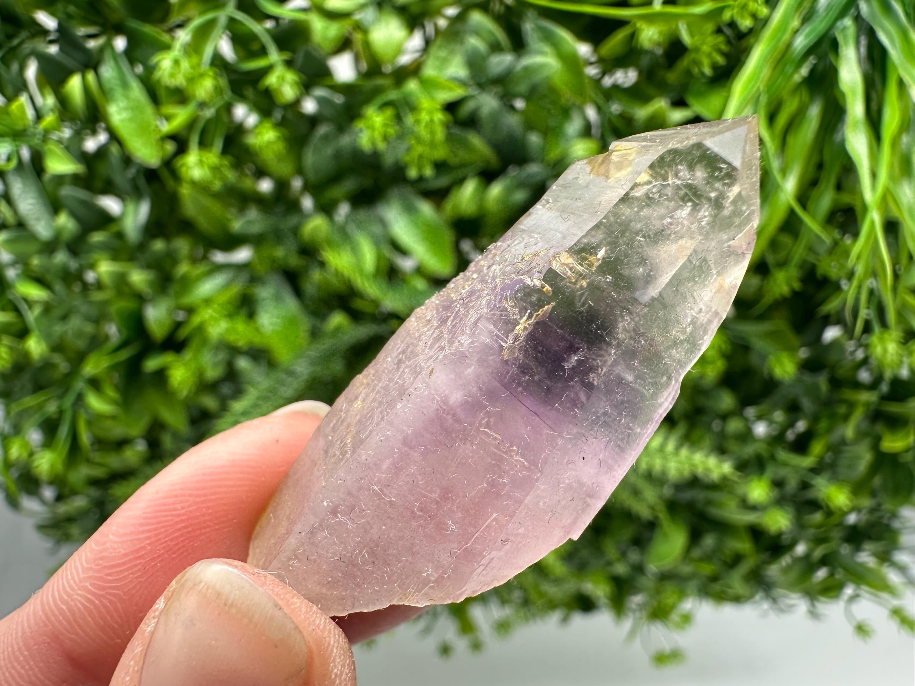 Phantom Amethyst Crystal with Cerussite, Bulgarian Mineral Specimen