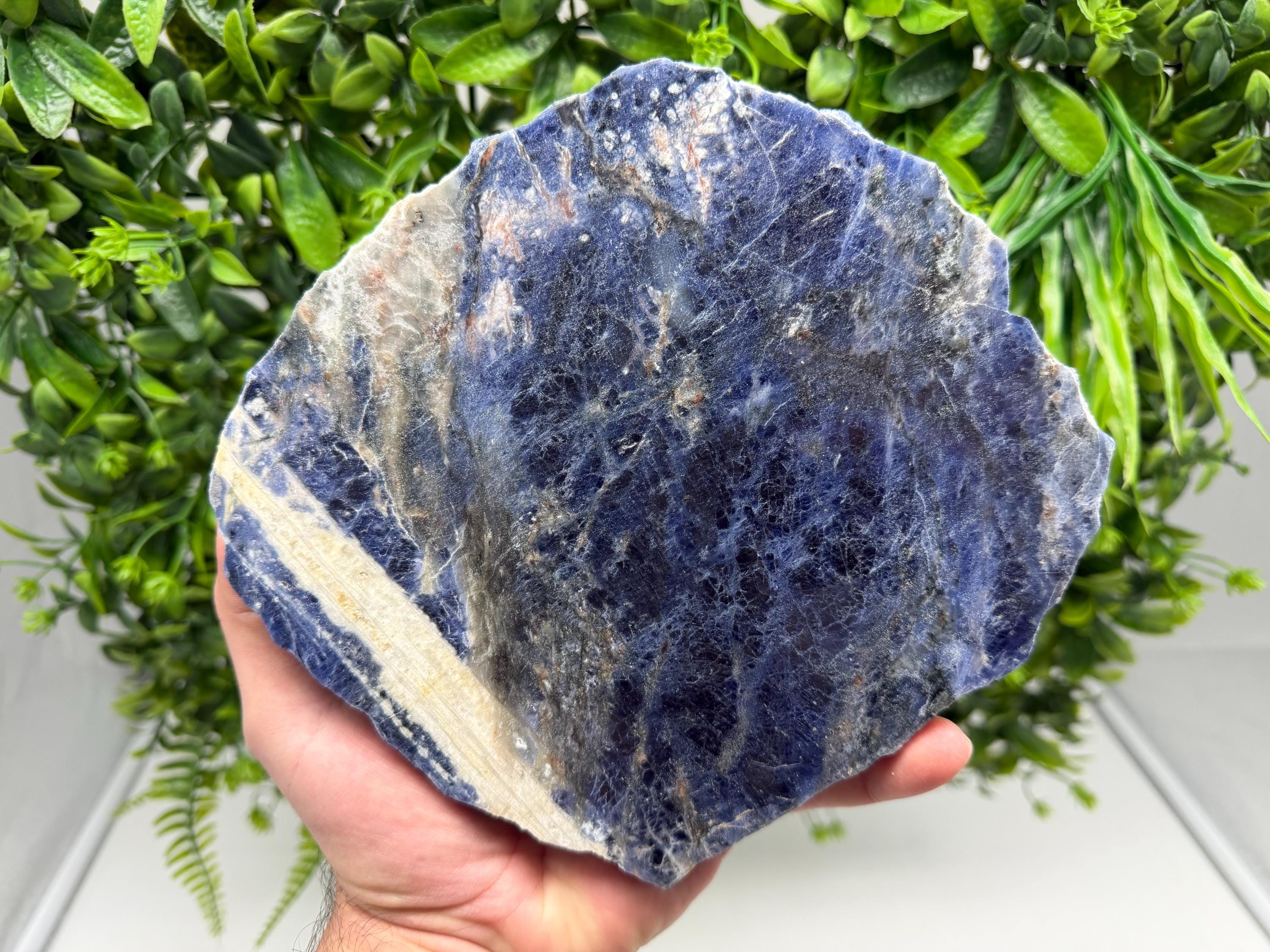 Polished Natural Sodalite Slice – Deep Blue Crystal Slab for Decor