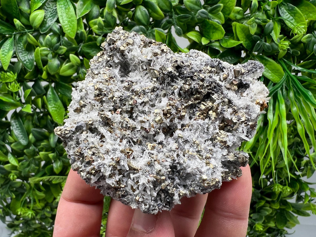 Rainbow Pyrite on Quartz with Oxide, Natural Bulgaria Crystal Souvenir