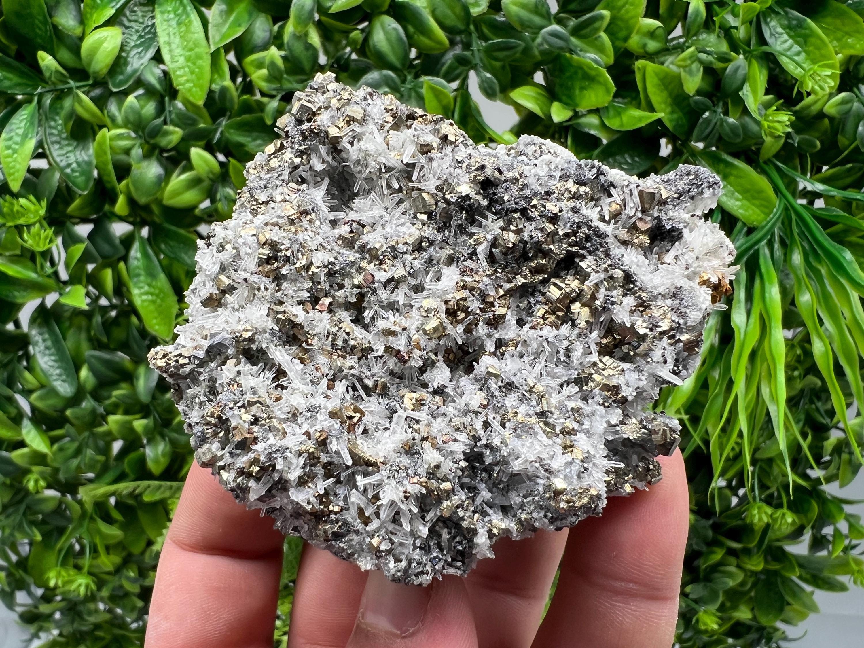 Rainbow Pyrite on Quartz with Oxide, Natural Bulgaria Crystal Souvenir