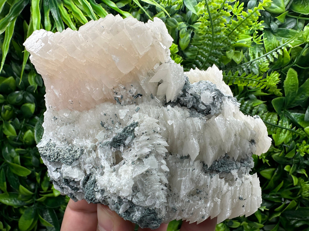 Calcite on Quartz Crystal: Borieva Mine, Bulgaria