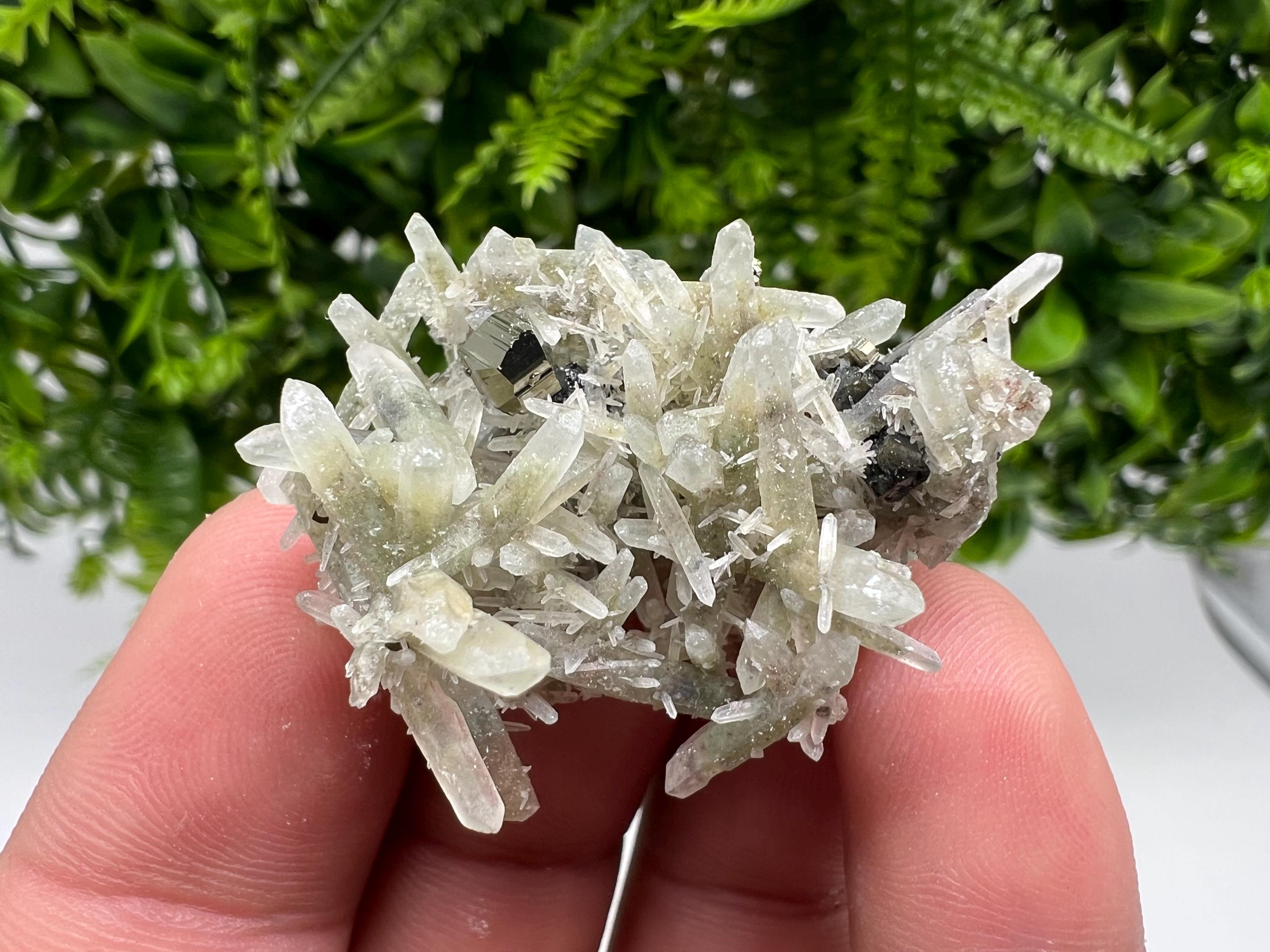 Sphalerite Chalcopyrite on Green Quartz with Hematite, Bulgaria Mineral Specimen