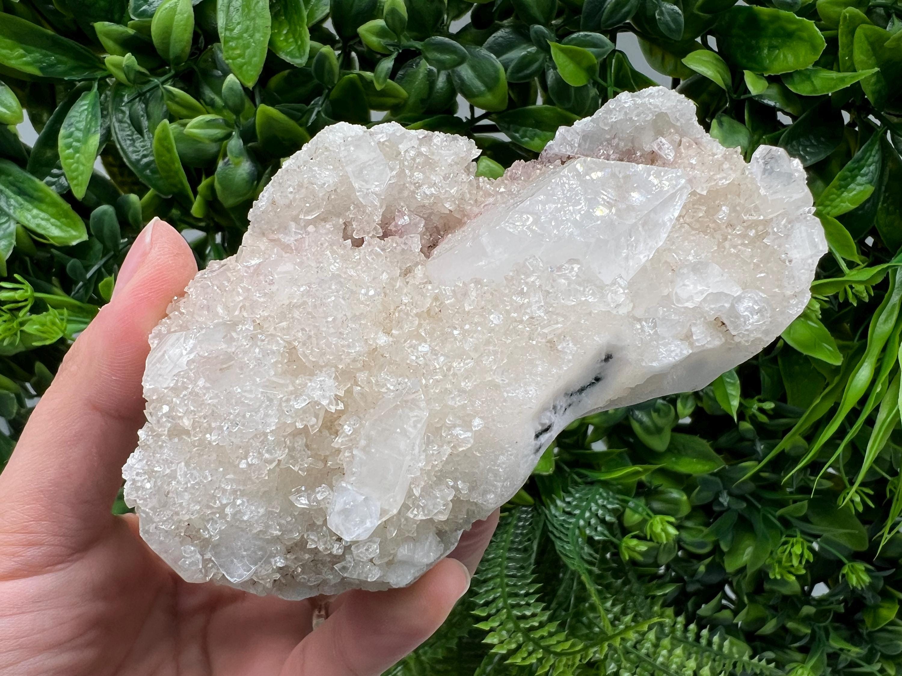 Apophyllite on Chalcedony Specimen, India Minerals, Crystal Stone