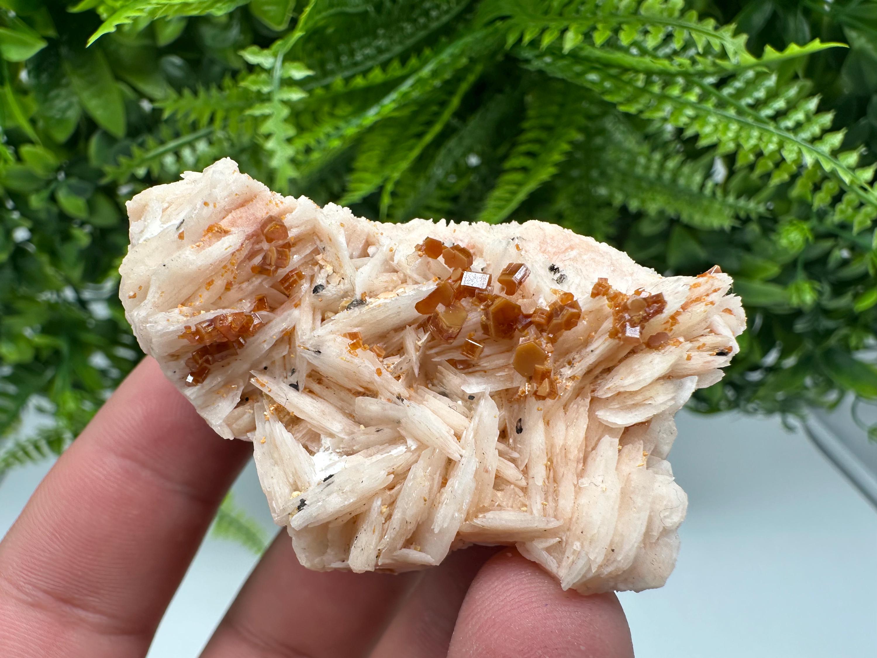 Red Vanadinite on Barite, Moroccan Crystal Specimen