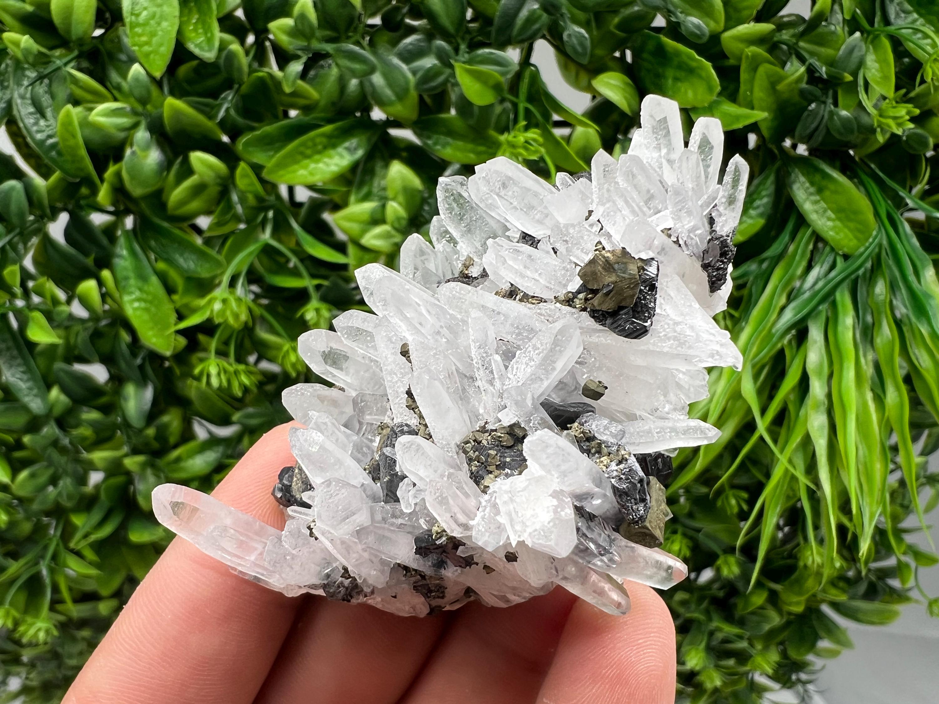 Wonderful Sphalerite Chalcopyrite on Green Quartz whit Hematite feom 9 th September mine,Bulgaria,natural,collection mineral specimen,gift