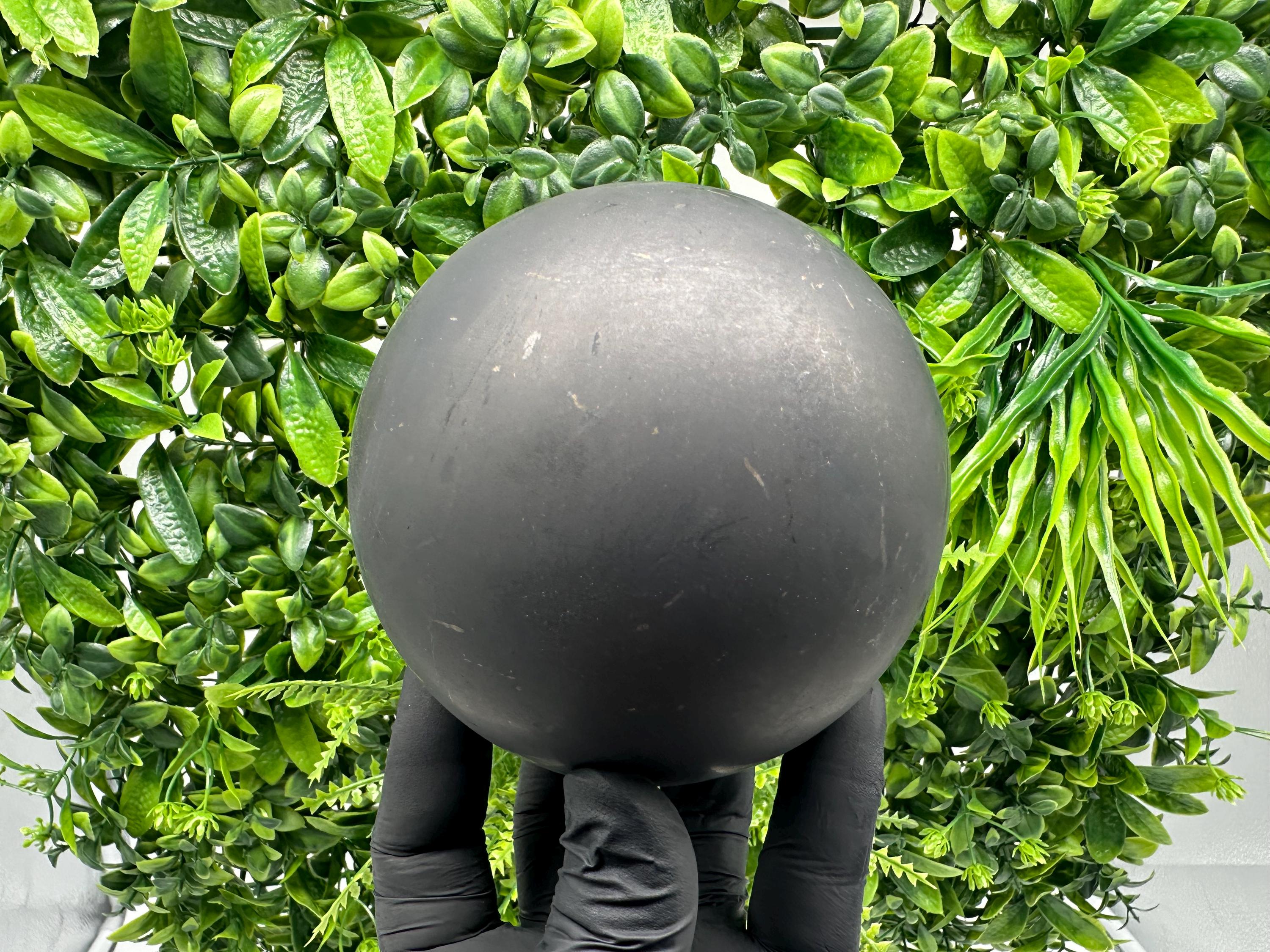 Large Shungite Sphere: Unpolished EMF Protection Crystal, 8cm
