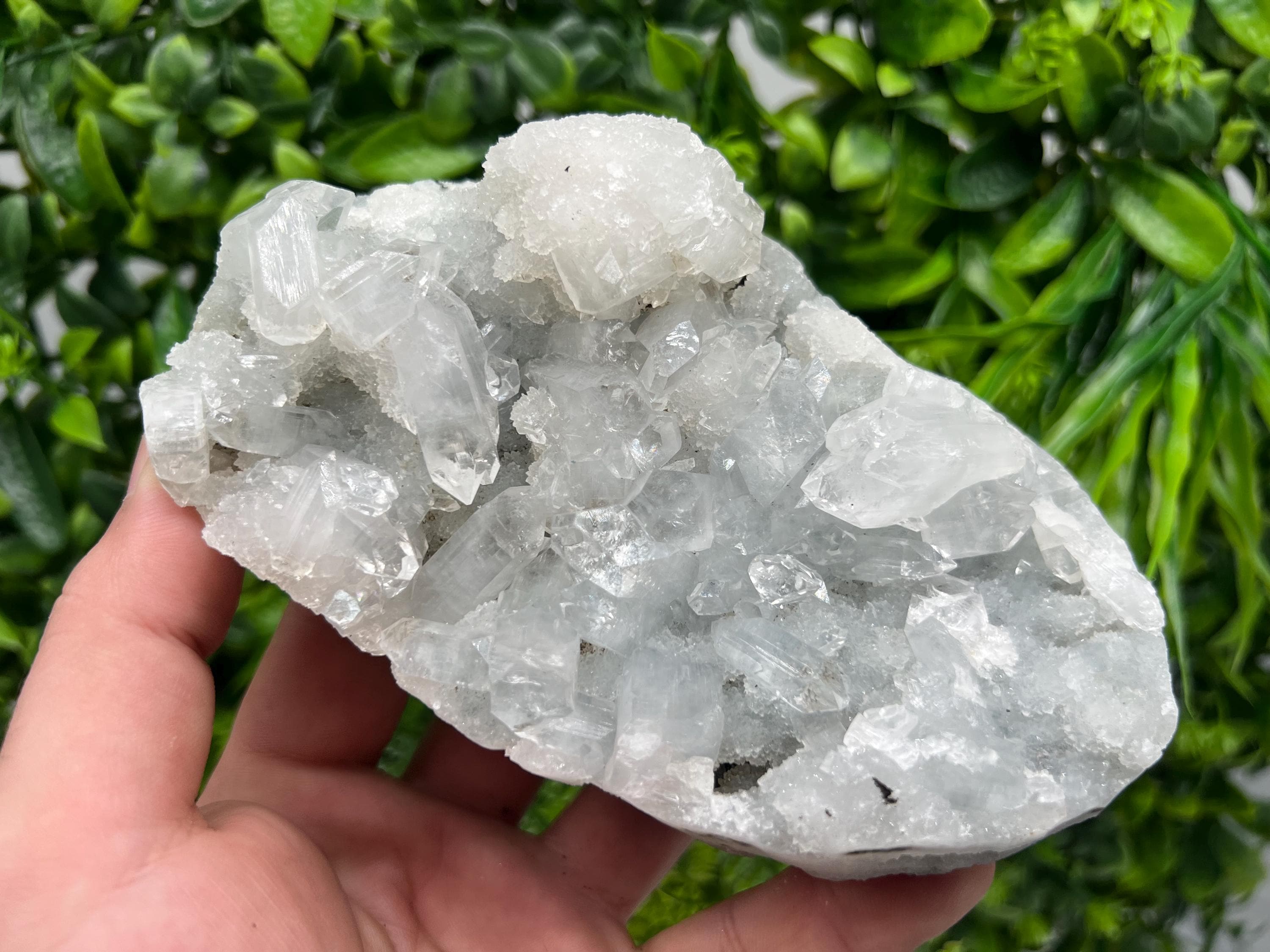 Transparent Apophyllite on Chalcedony, India Mineral Specimen