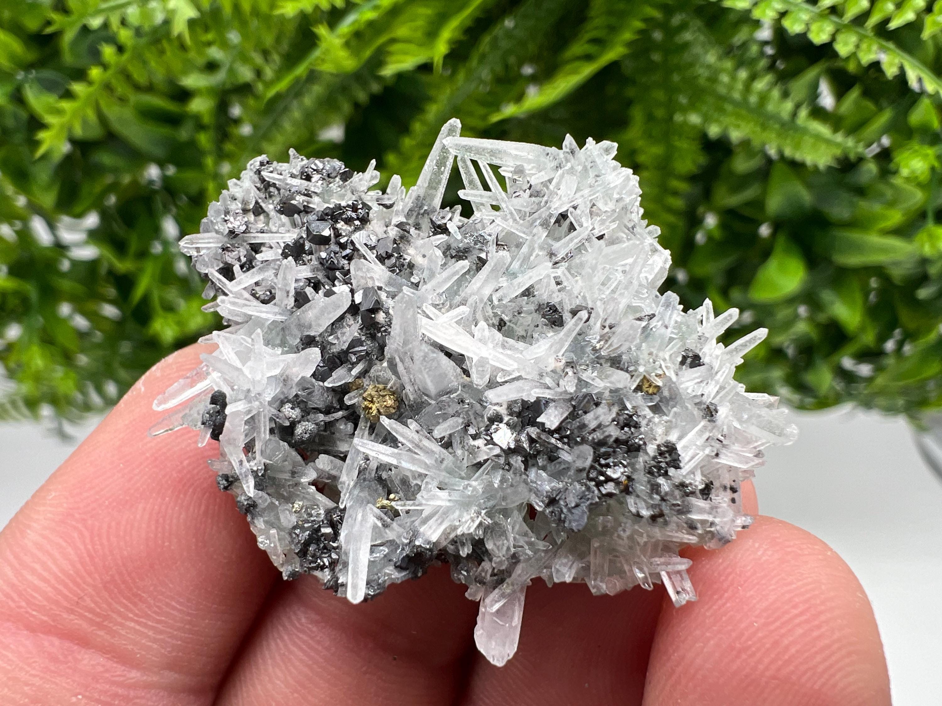 Sphalerite Chalcopyrite on Green Quartz with Hematite, Bulgaria Mineral Specimen