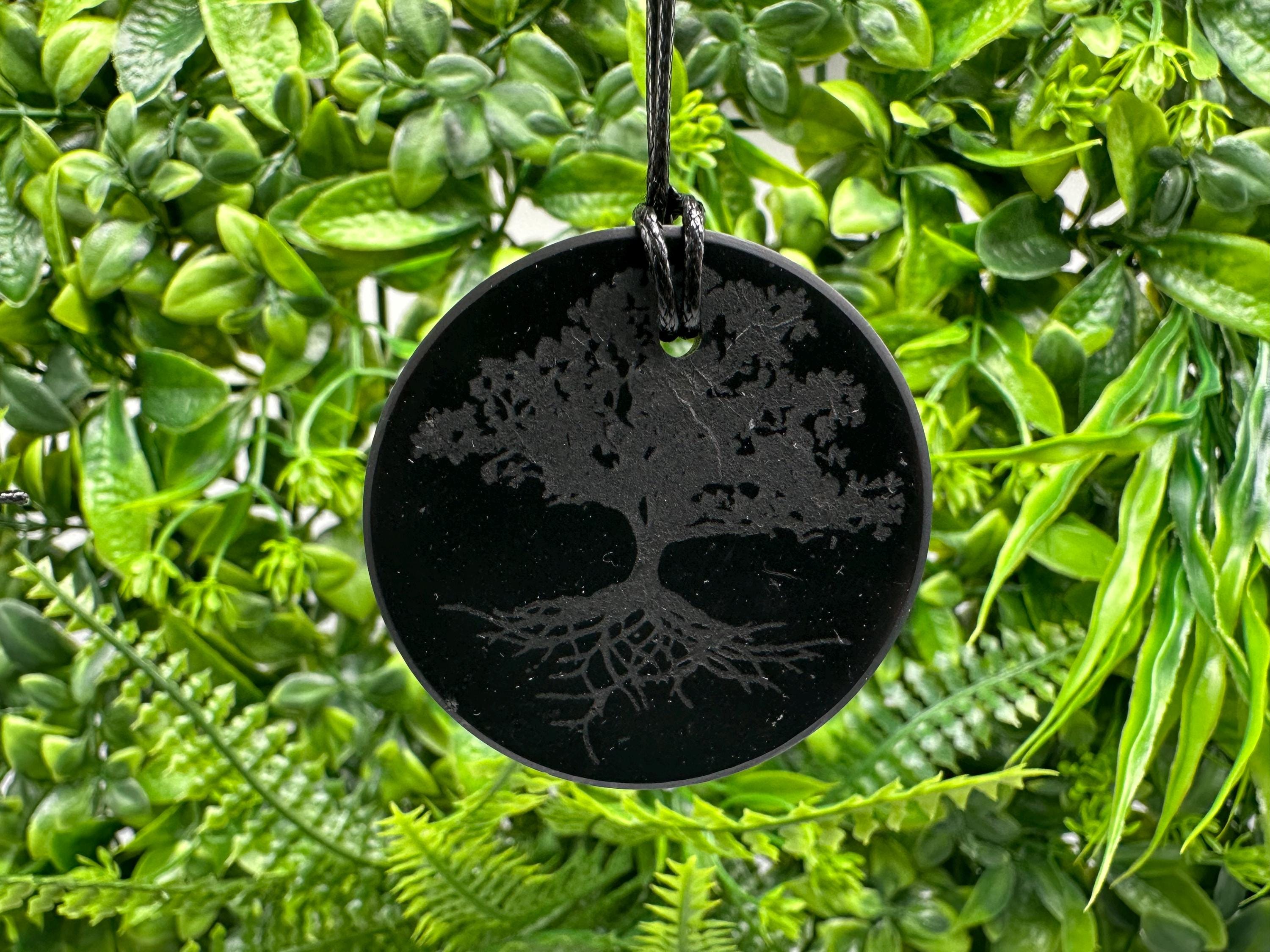 Shungite Tree of Life Pendant: EMF Protection Healing Stone