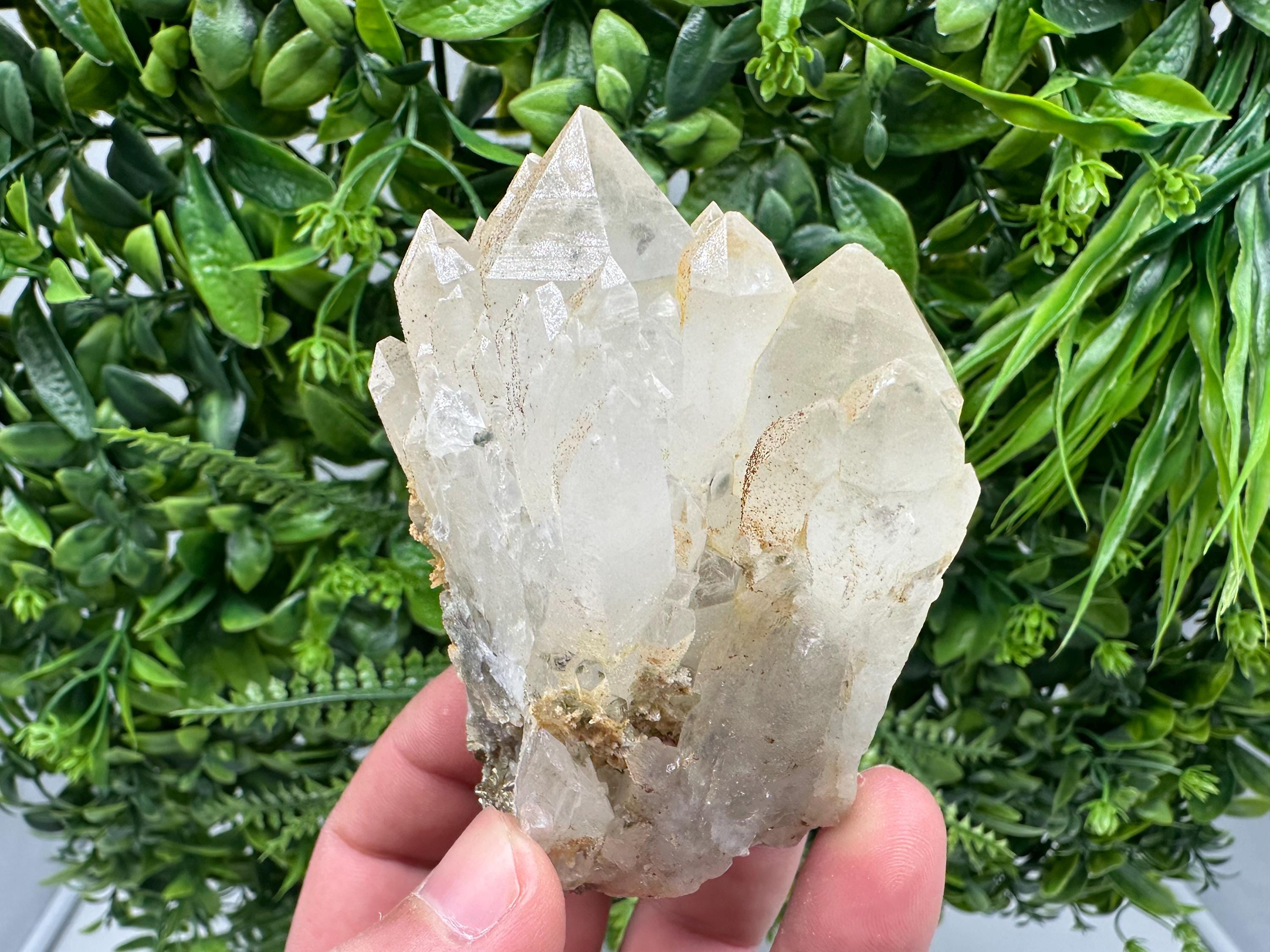 Limonite Quartz Crystal Cluster: Iron Oxide Mineral Specimen