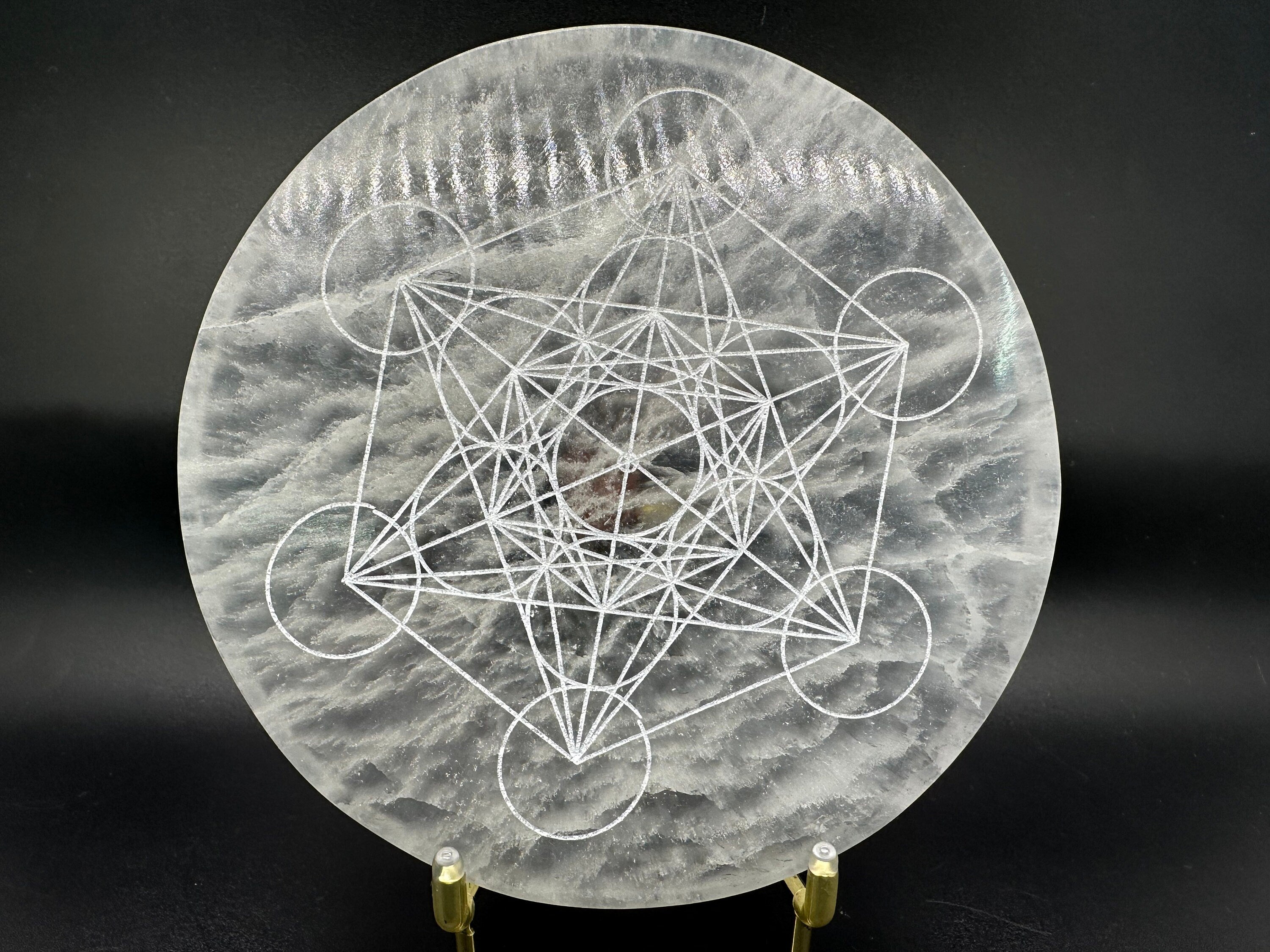 Selenite Charging Plate: Metatron's Cube Sacred Geometry Grid