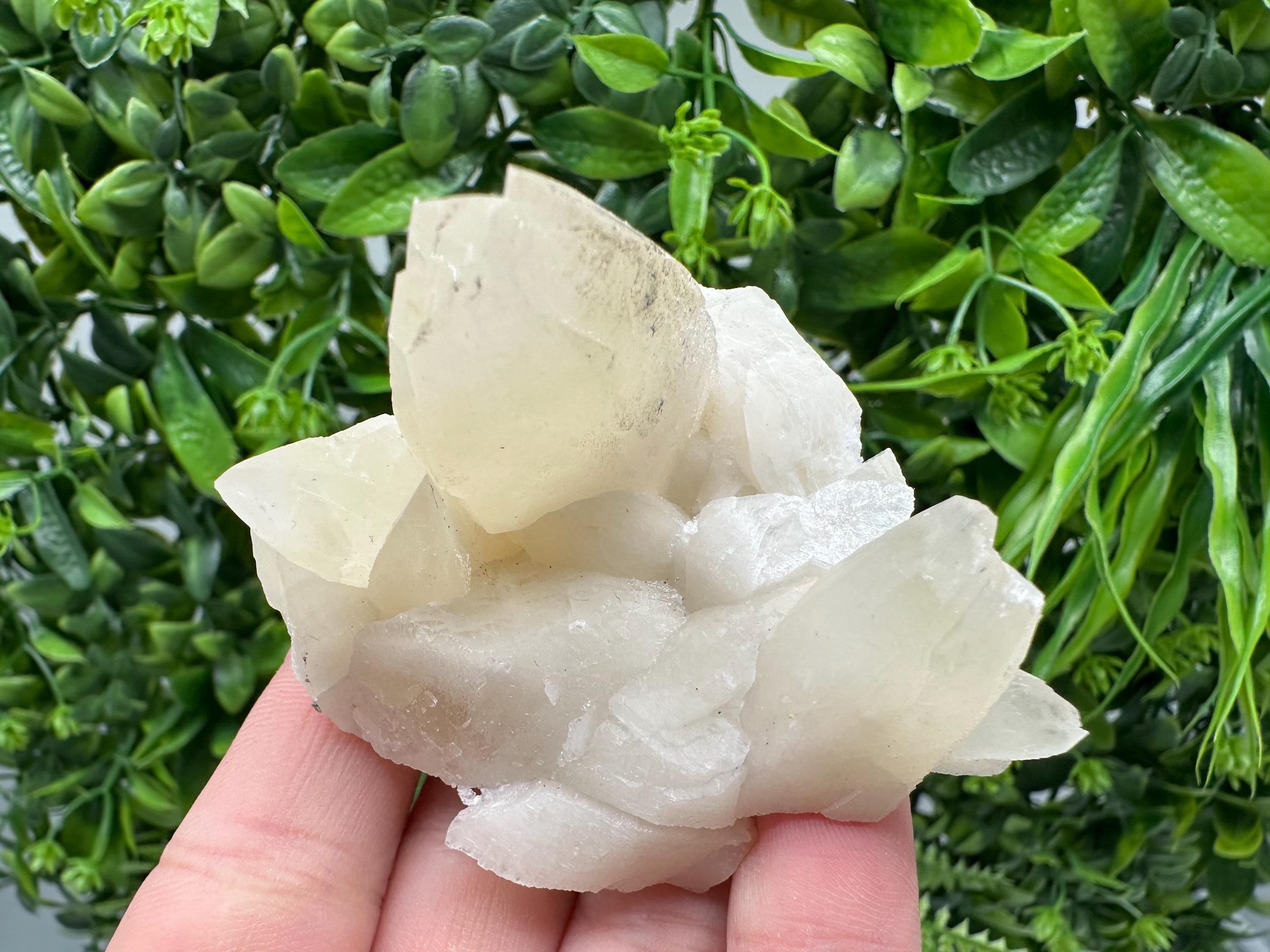 Calcite on Green Quartz: Laki Bulgaria Healing Crystal