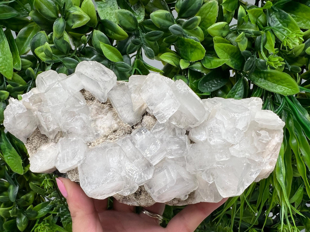 Apophyllite on Chalcedony Specimen: Transparent Crystal, India Minerals