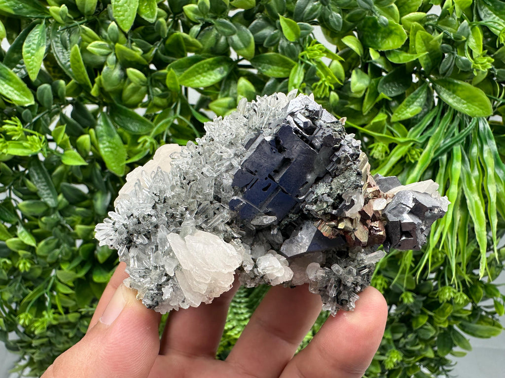 Galena Sphalerite Calcite on Quartz: Borieva Mine Crystal Decor