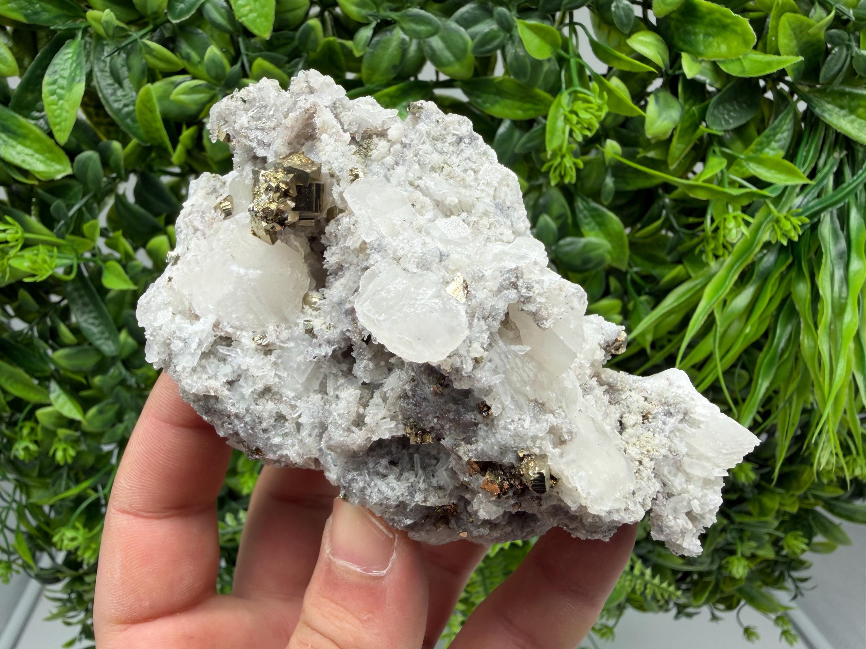 Stunning Pyrite on Quartz,Calcite from Borieva mine,Madan,Bulgaria,natural,collectible mineral specimen,home decor stone,collection crystal