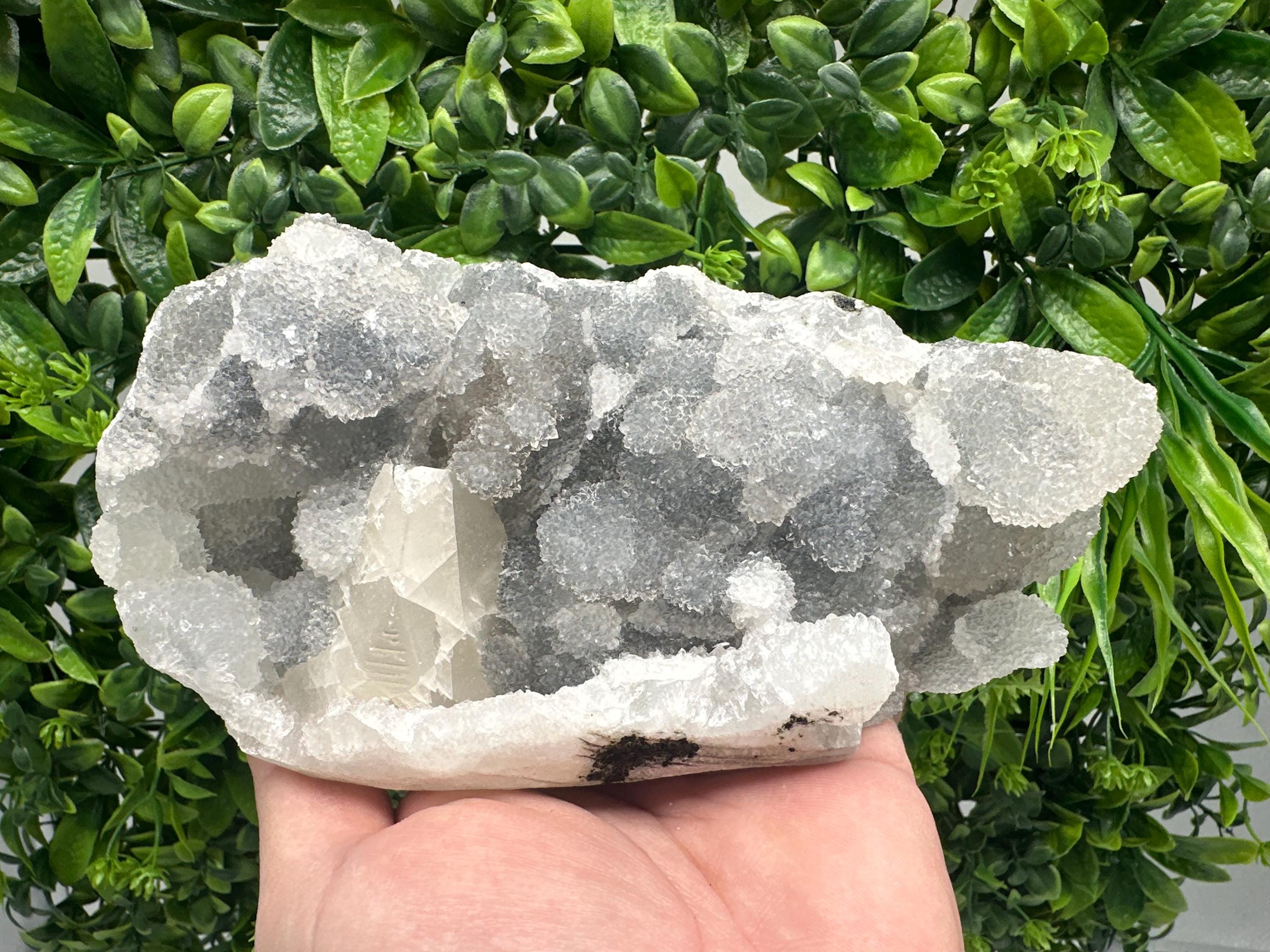 Transparent Apophyllite on Chalcedony, India Mineral Specimen