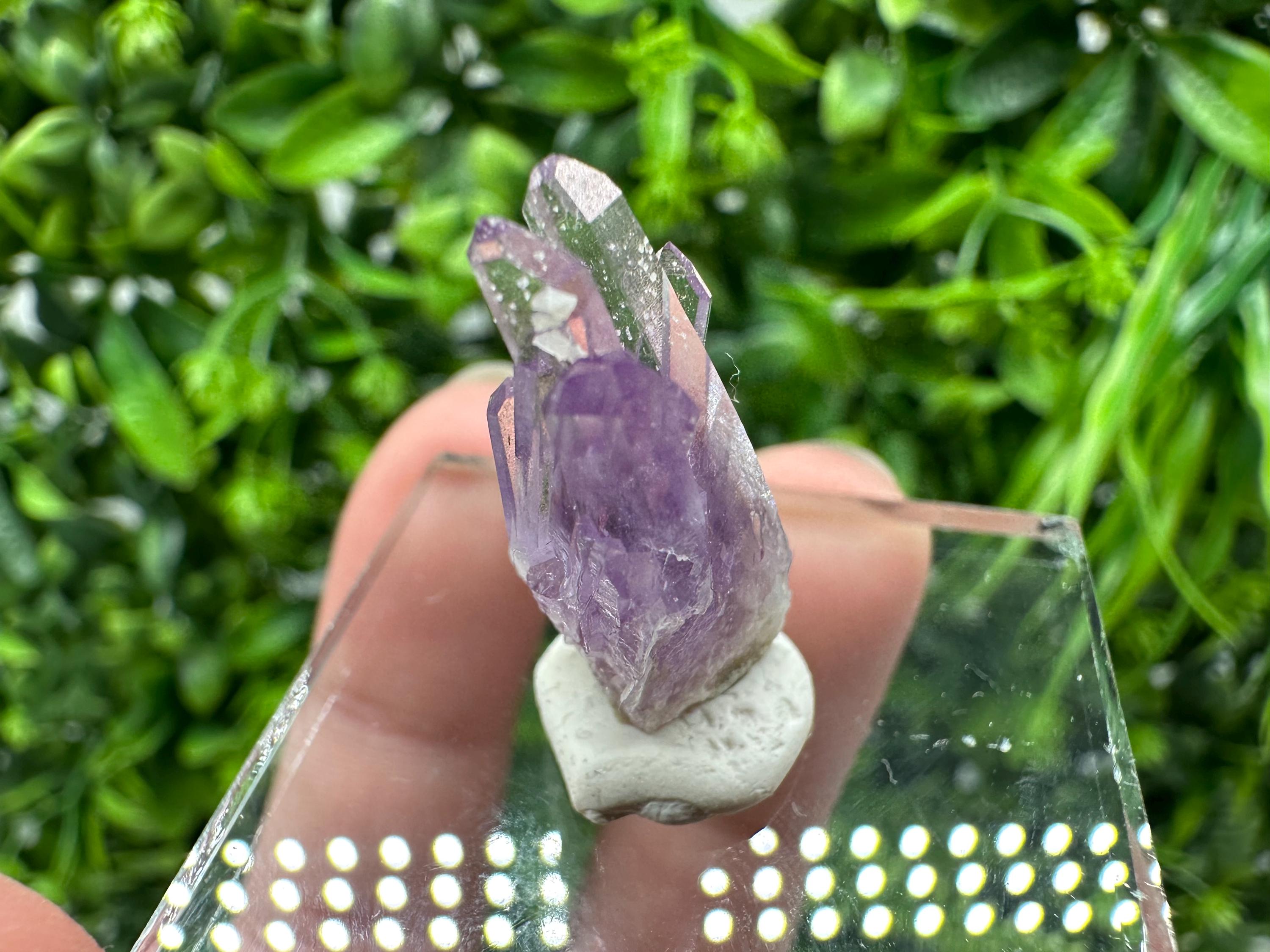 Phantom Amethyst Crystal with Cerussite, Bulgarian Mineral Specimen