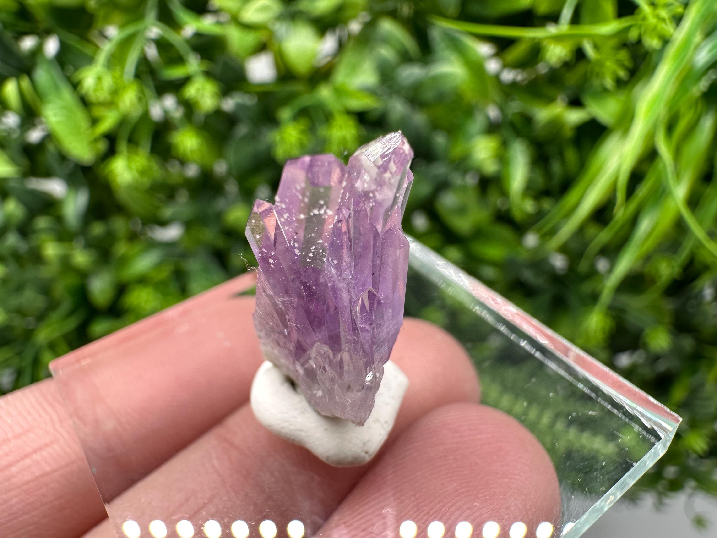 Phantom Amethyst Crystal with Cerussite, Bulgarian Mineral Specimen