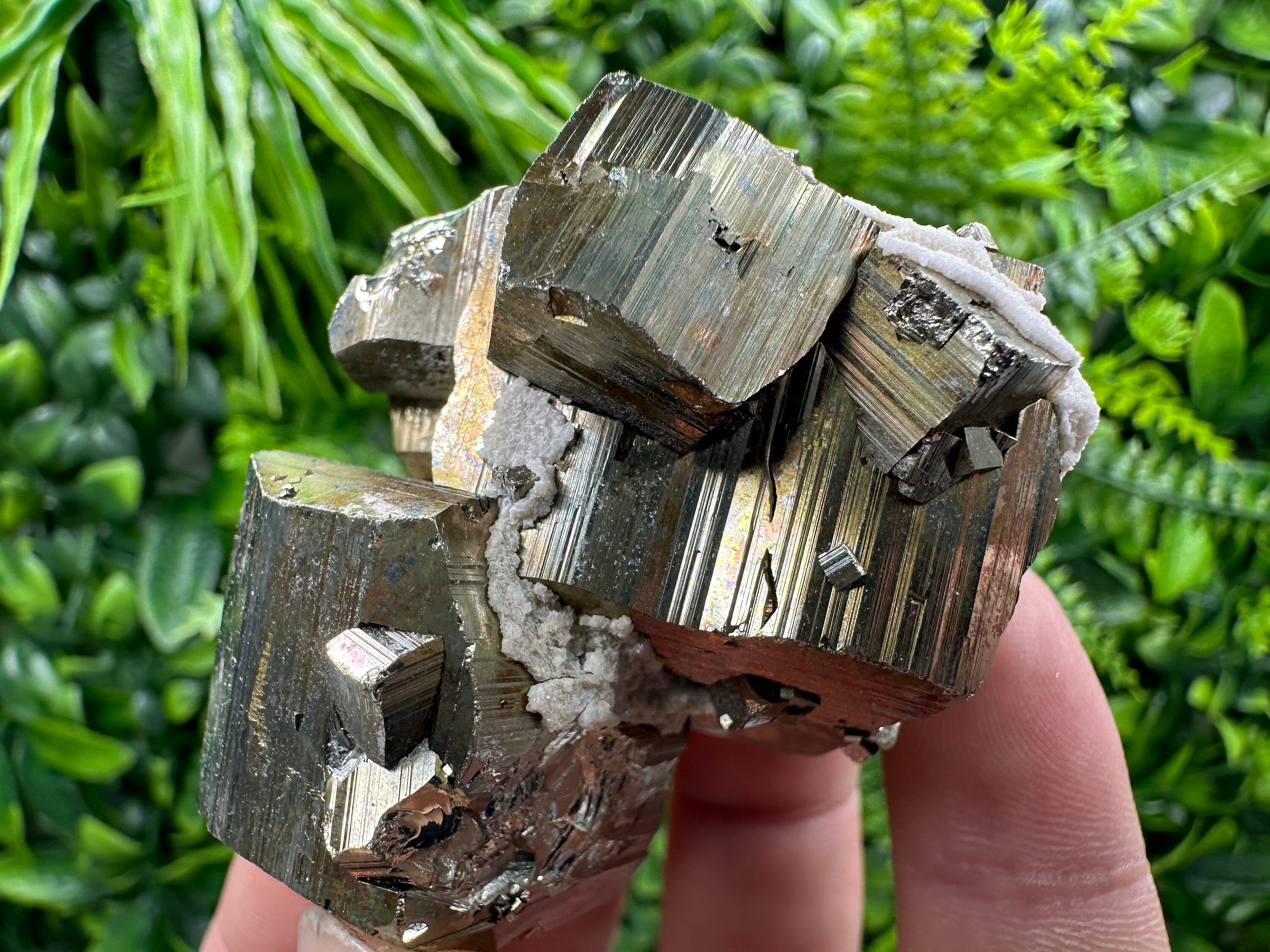 Rainbow Pyrite with Calcite: Natural Mineral Souvenir, Bulgaria