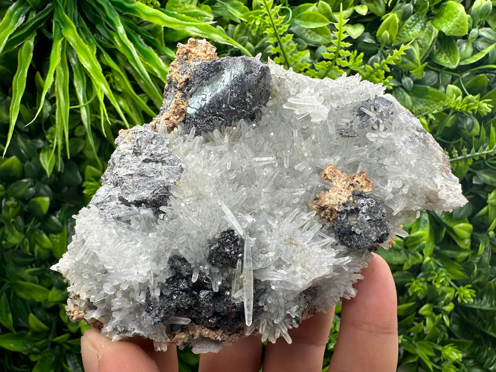 Sphalerite on Green Quartz: Natural Mineral Souvenir from Bulgaria